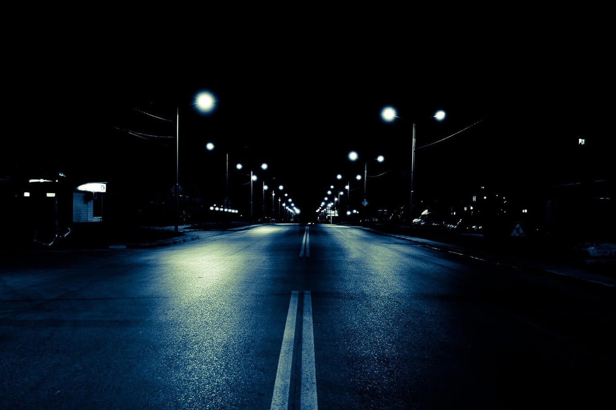 driving on the dark street with dim halogen