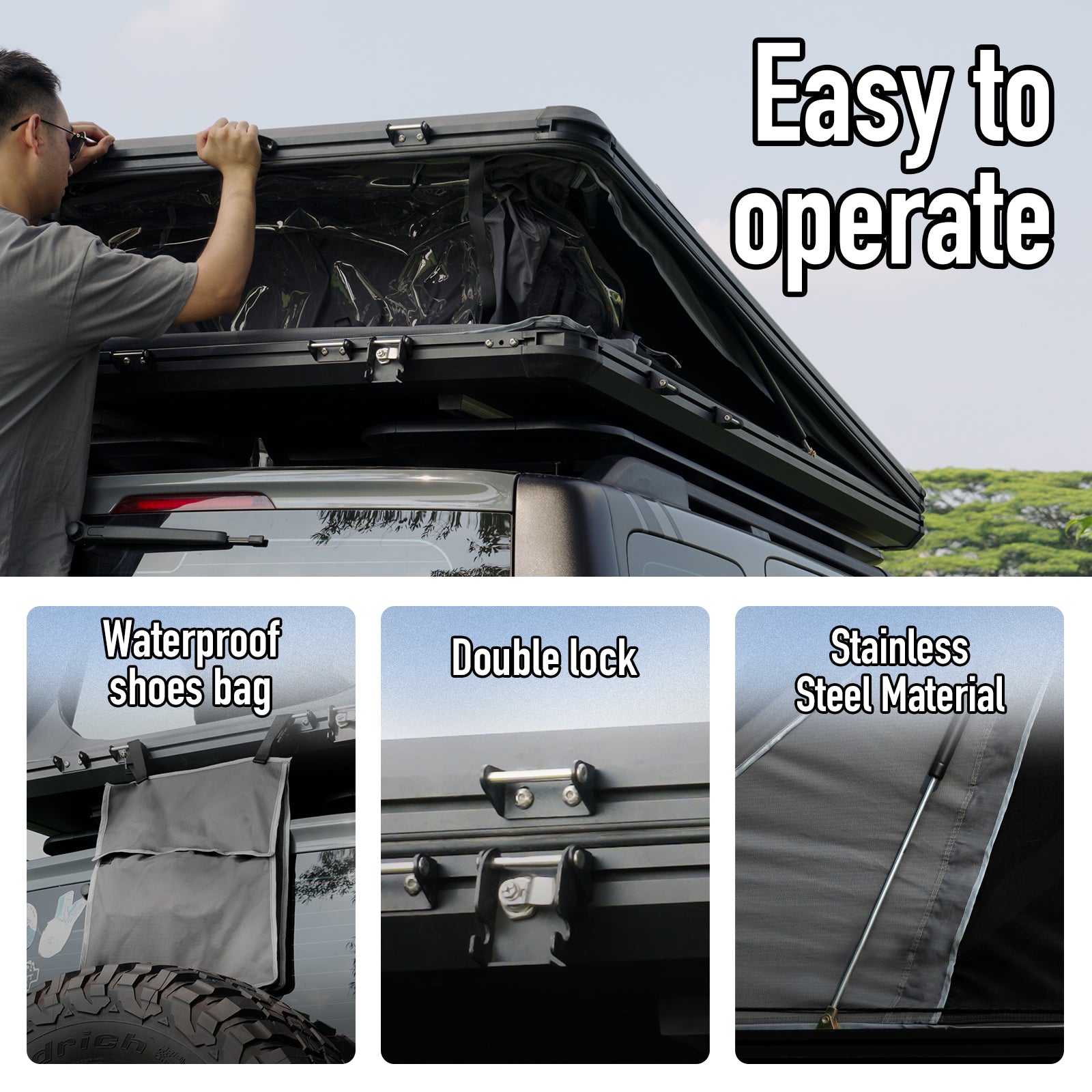 Novsight Outdoor Hard Shell Rooftop Tent - NOVSIGHT
