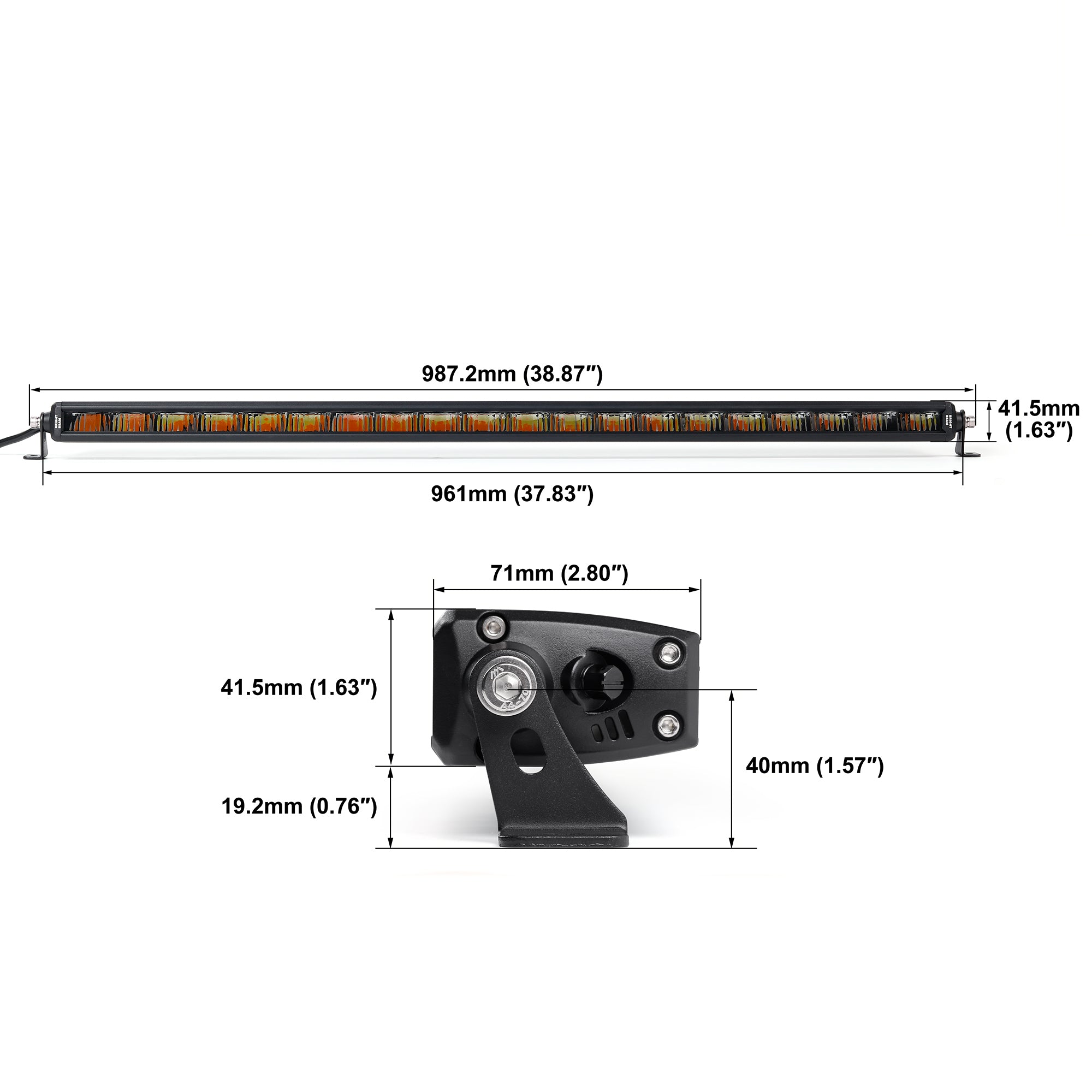Rock Series 38 Inch Single Row LED Off-Road Light Bar High Power with Bracket - NOVSIGHT