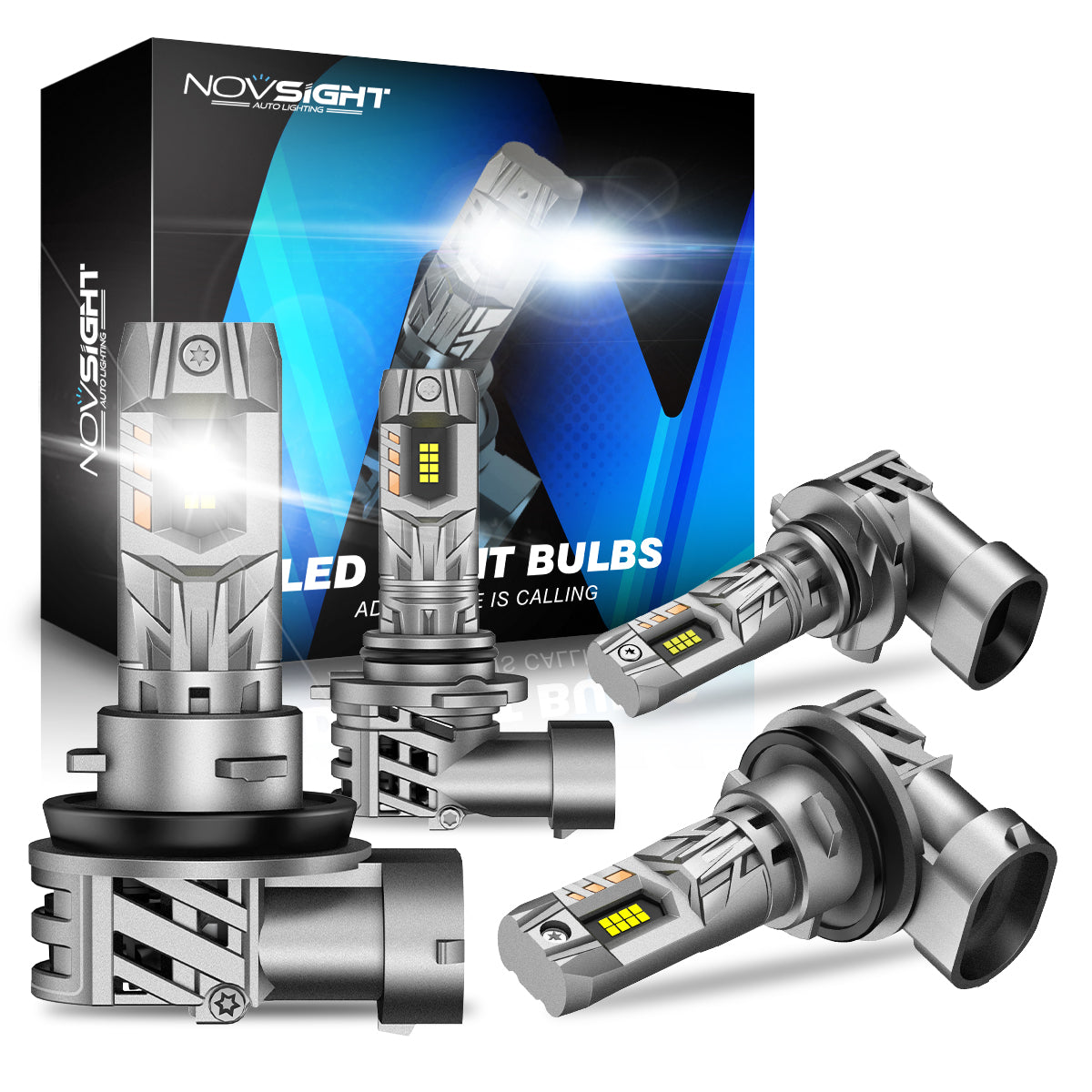 N63 Upgraded Mini 1:1 Series Wireless | 9005 H11 Combo LED Bulbs Original Mini Size 90W 20000LM 6500K White | 4 Bulbs - NOVSIGHT
