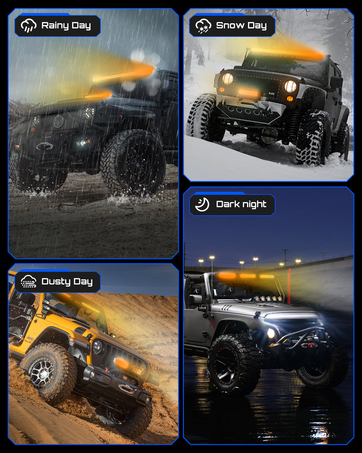 Off Road LED Light Bar 50 Inch Single Row Dual Beam White Amber - NOVSIGHT