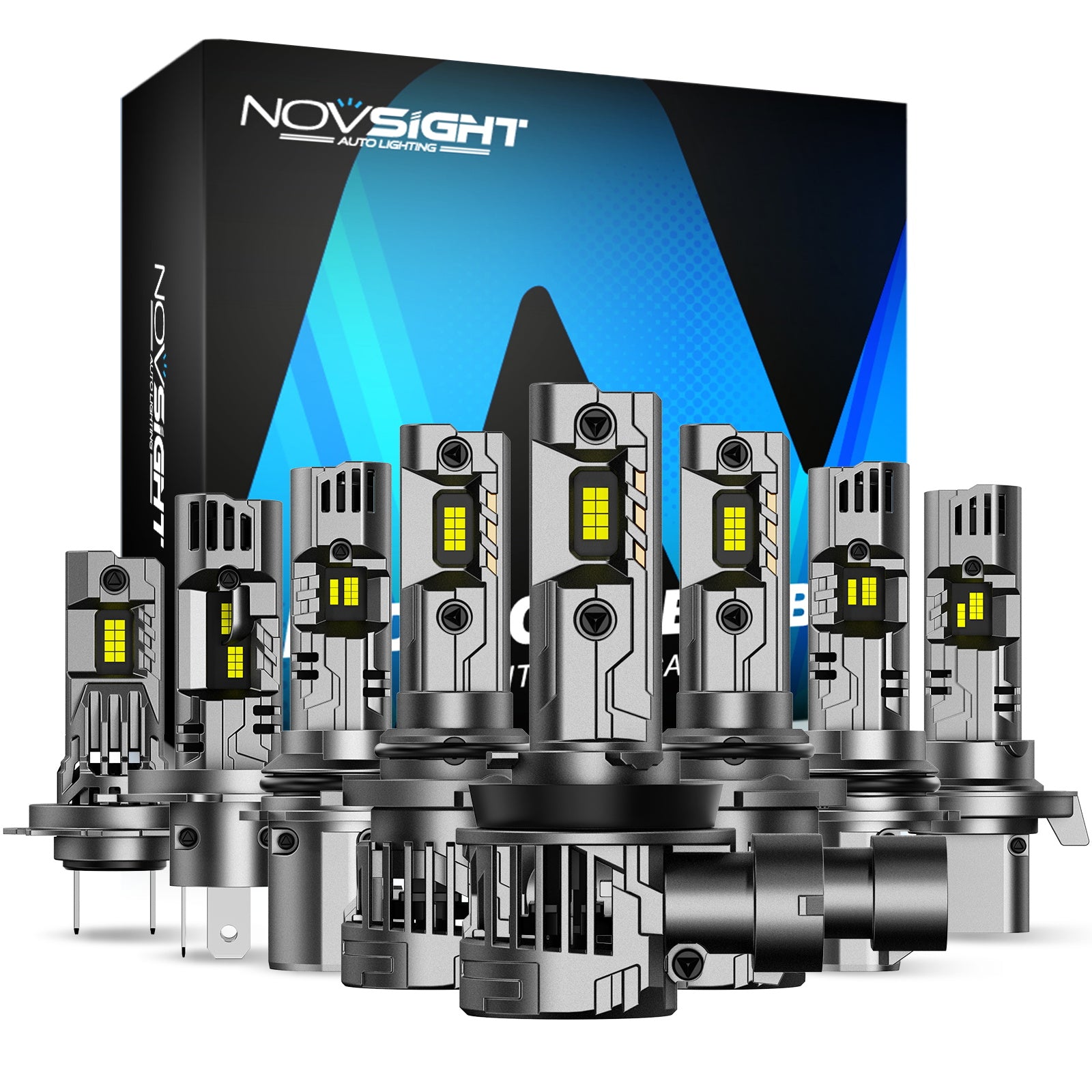N99 Series Wireless | H4 H7 H11 H13 9004 9005 9006 9007 9012 LED Headlight Bulbs 100W 24000LM 6500K White | 2 Bulbs - NOVSIGHT