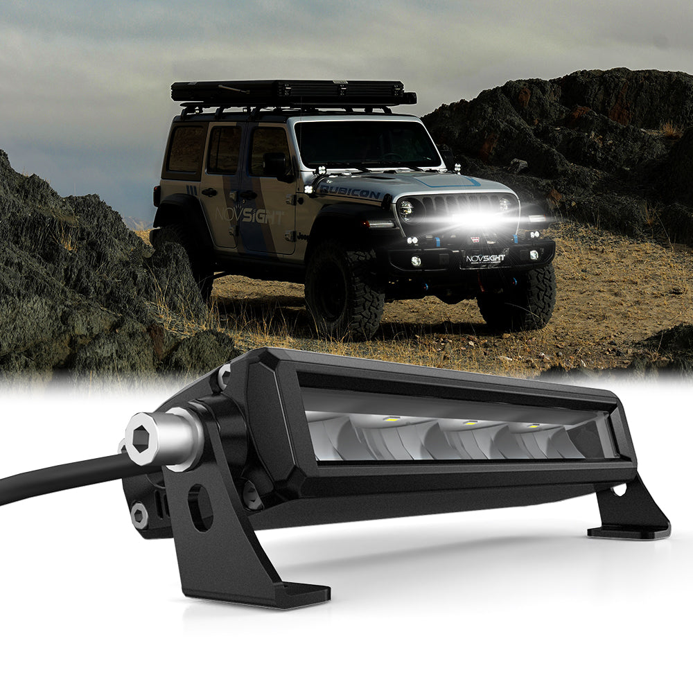 Rock Series 8 Inch Single Row - White Light LED Off-Road Light Bar - W