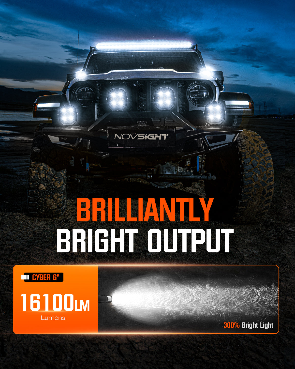 CYBER Series 6-Inch LED Pod Lights – Amber & White Light | Warrior Black - NOVSIGHT