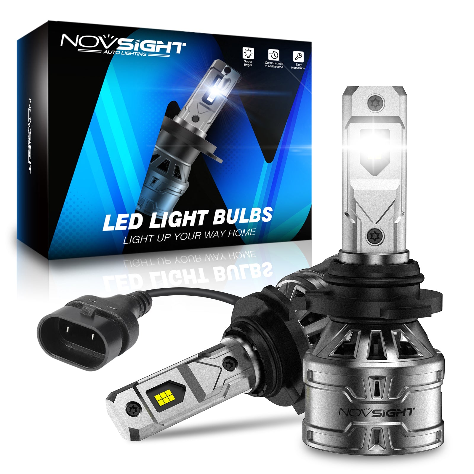 N61 General Series | 9006 HB4 LED Bulbs Stable Output 60W 13000LM 6500K White | 2 Bulbs - NOVSIGHT