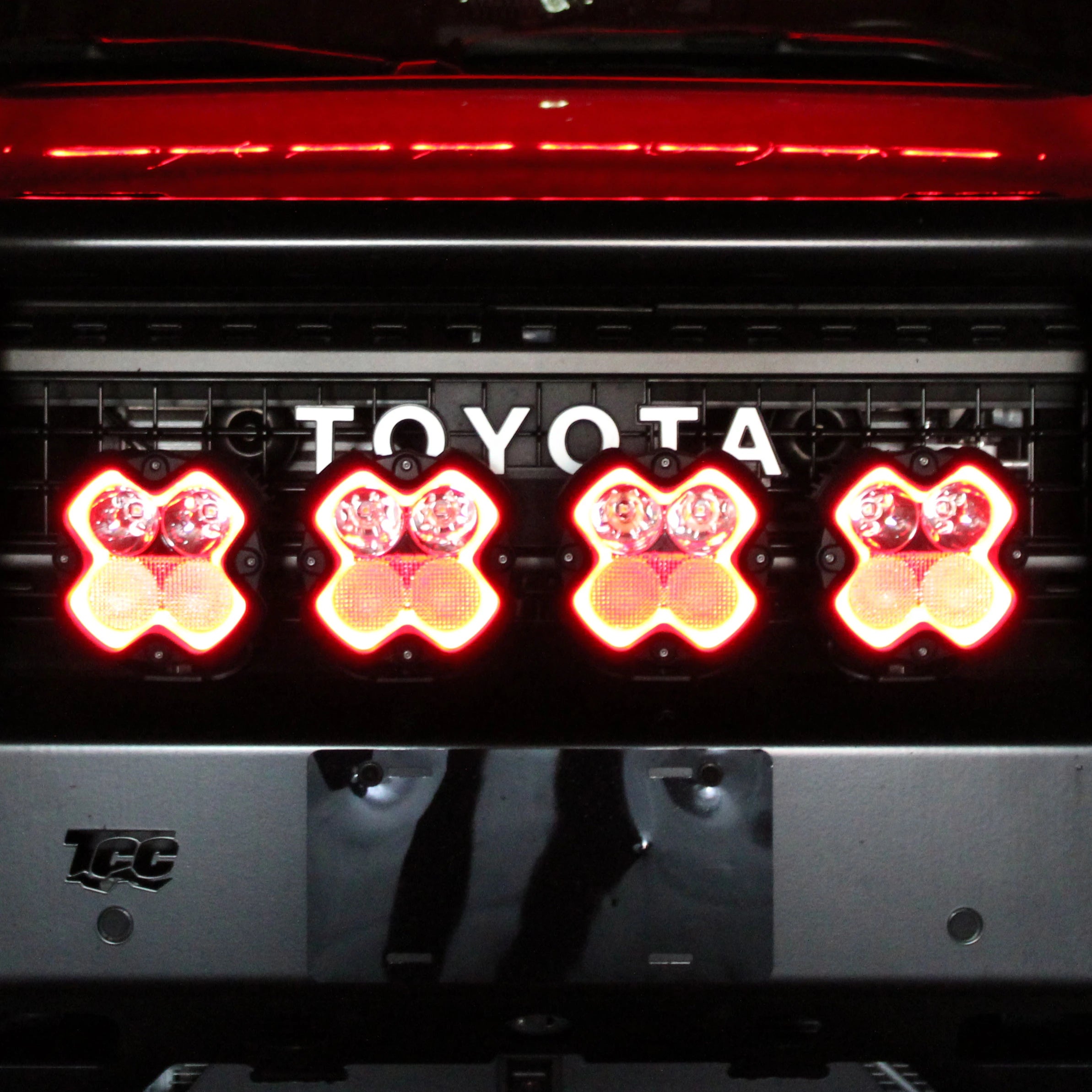 Toyota Land Cruiser Off-Road Lights HALO SE Series LED Pod Lights with Red and White DRL