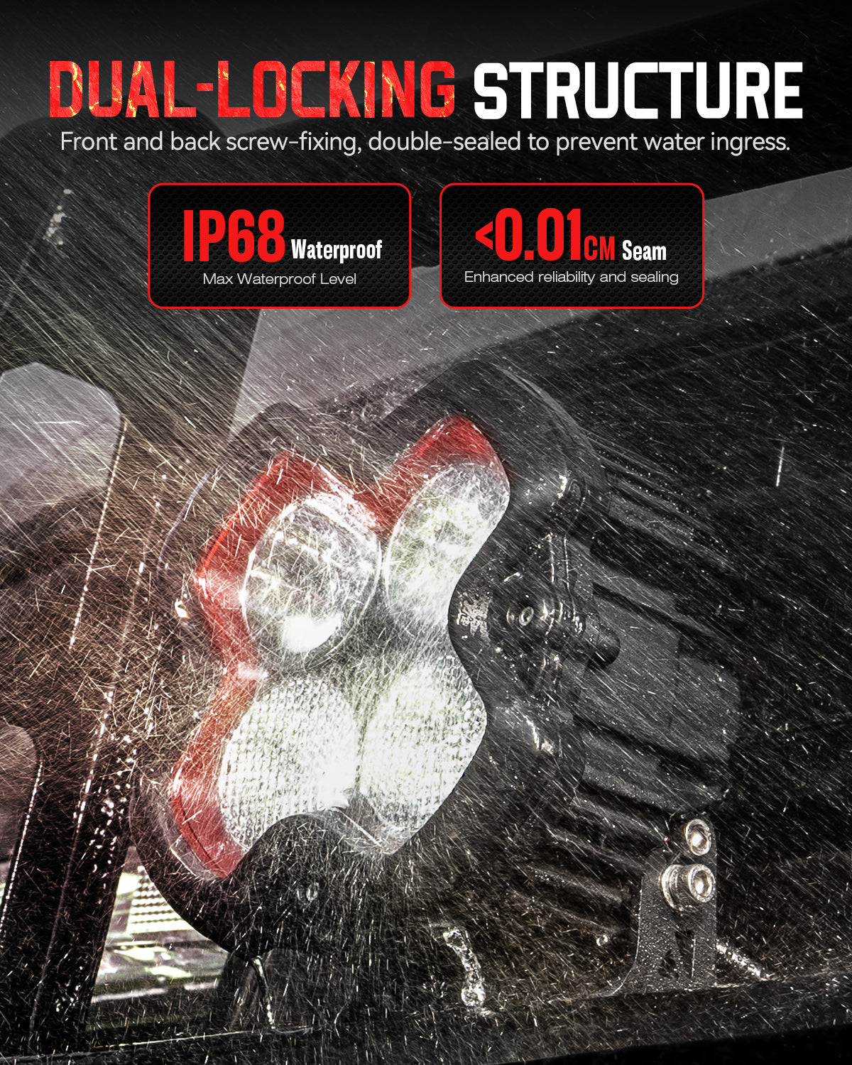 HALO SE Series 6-inch LED Pod Lights with Red and White DRL - NOVSIGHT