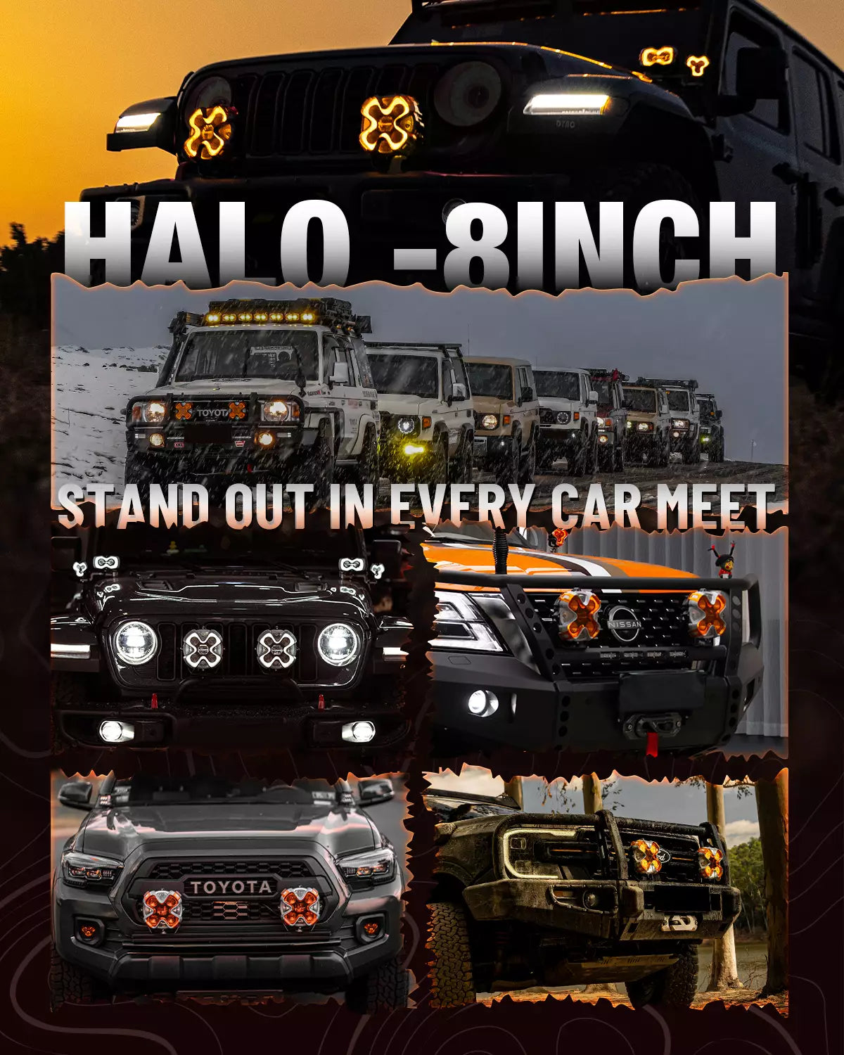 HALO Pro Series 8-inch LED Pod Lights with Dynamic DRL Modes LED Pod Lights | Novsight