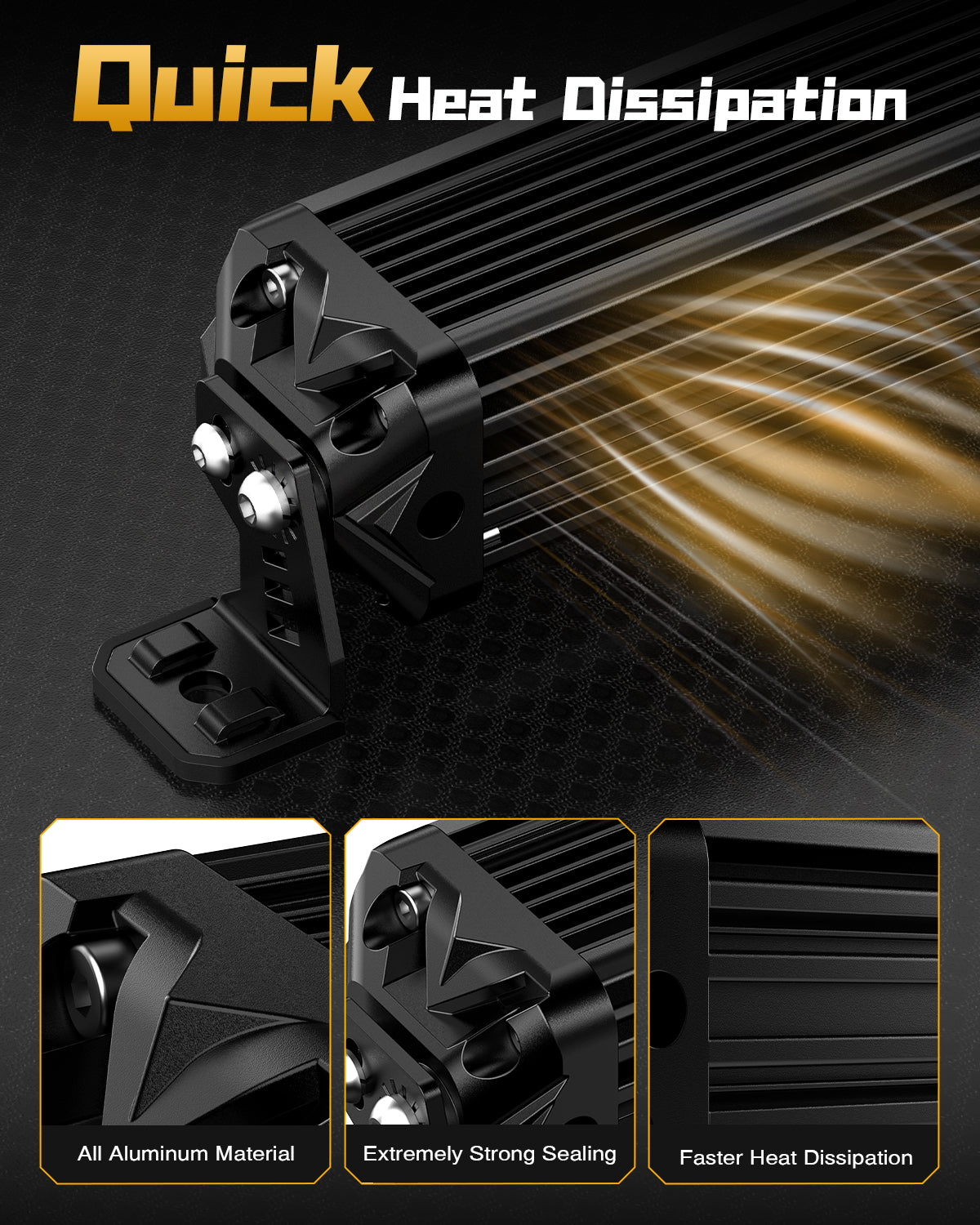 Rock Series 52 Inch Single Row LED Off-Road Light Bar Yellow Light with Wiring Kit - NOVSIGHT
