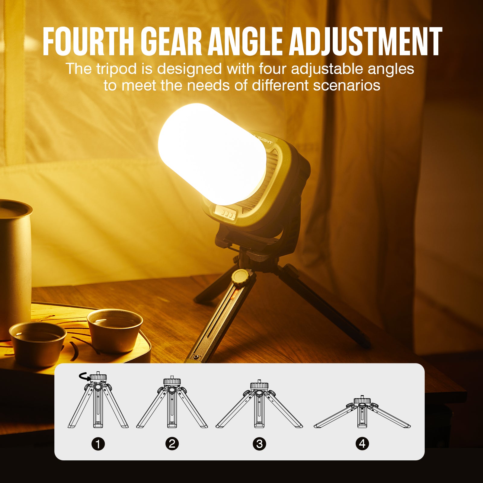 Portable LED Work Light Tripod 1/4 Spiral Portable Stand With Universal Shaft Extension Rod - NOVSIGHT