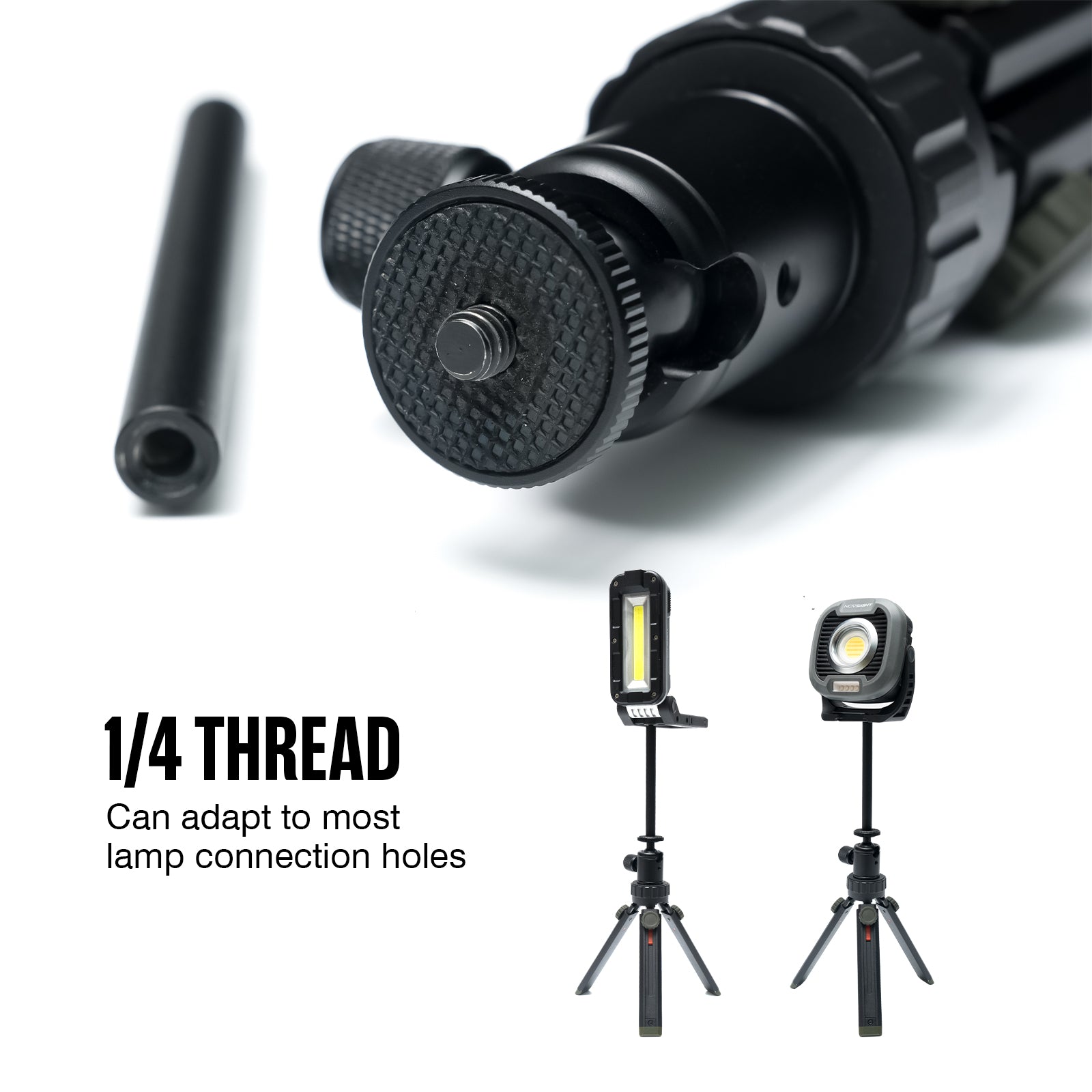 Portable LED Work Light Tripod 1/4 Spiral Portable Stand With Universal Shaft Extension Rod - NOVSIGHT