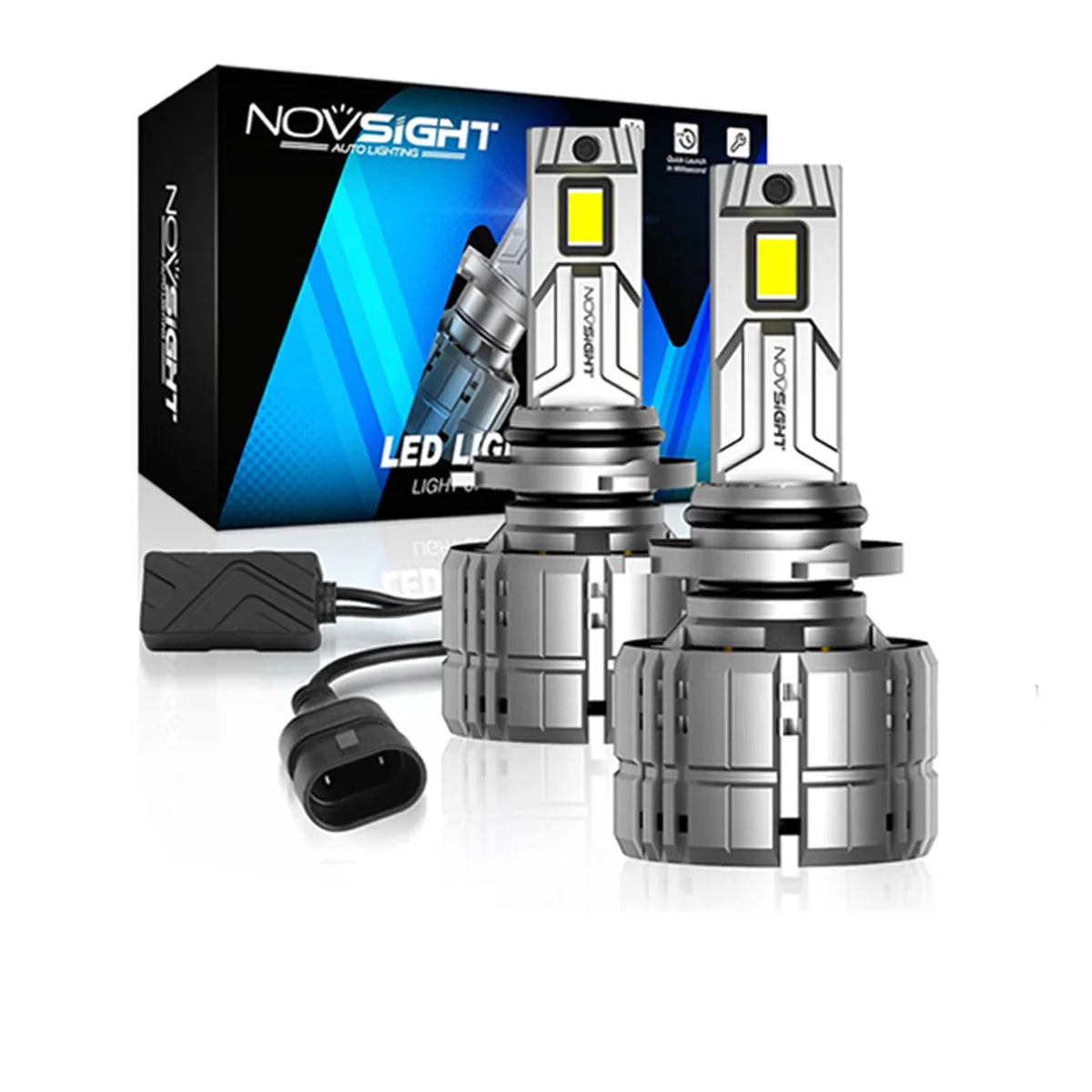 Novsight N60 series LED light bulbs with packaging on a white background