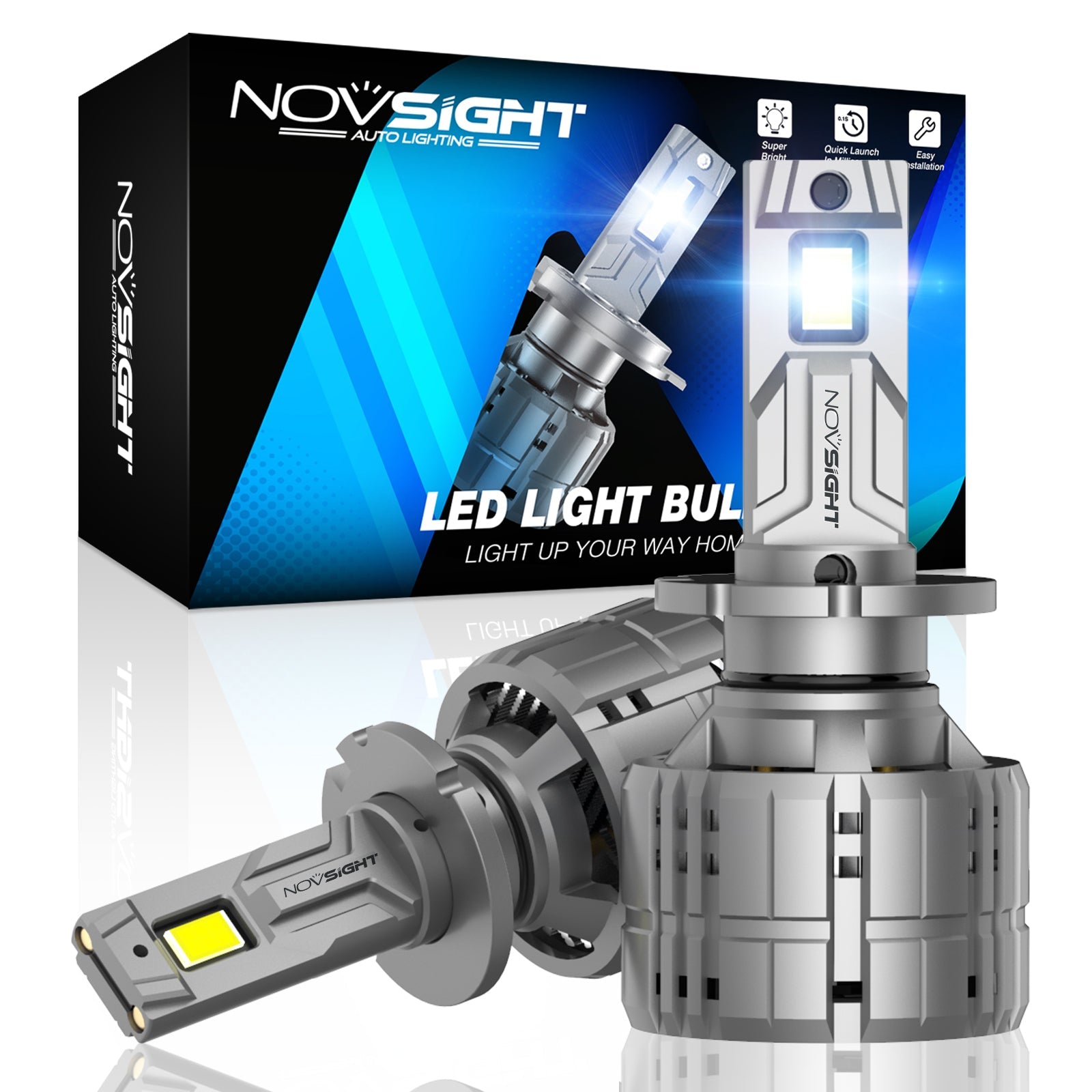 N60 Ultra Series | 9005 9006 H11 H4 H7 H13 9004 9007 9012 LED Bulbs Super Bright 200W 40000LM 6500K White | 2 Bulbs - NOVSIGHT