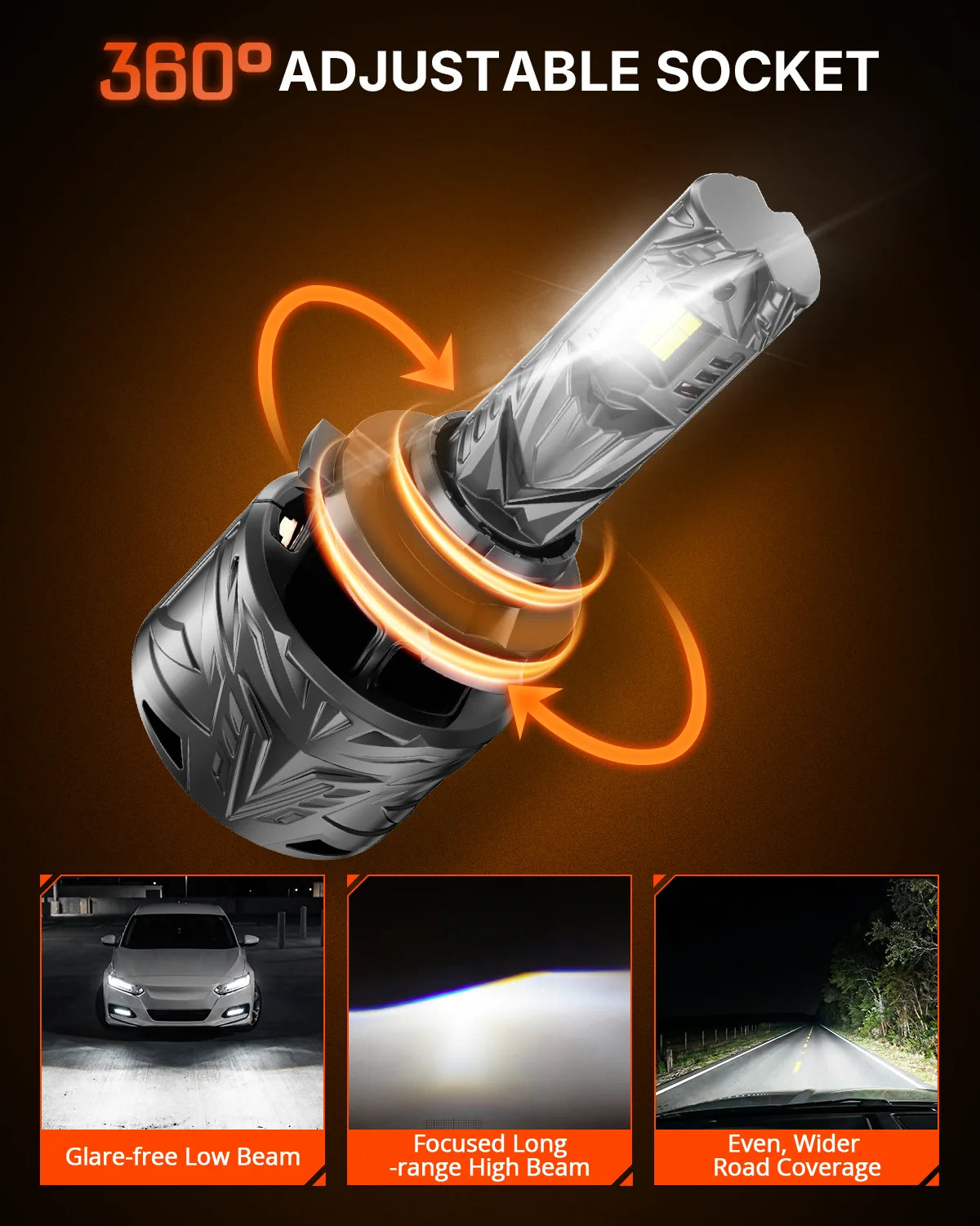 N70 Series | 9005 HB3 LED Bulbs Super Bright Headlights 240W 50000LM 6500K White | 2 Bulbs Headlight | Novsight