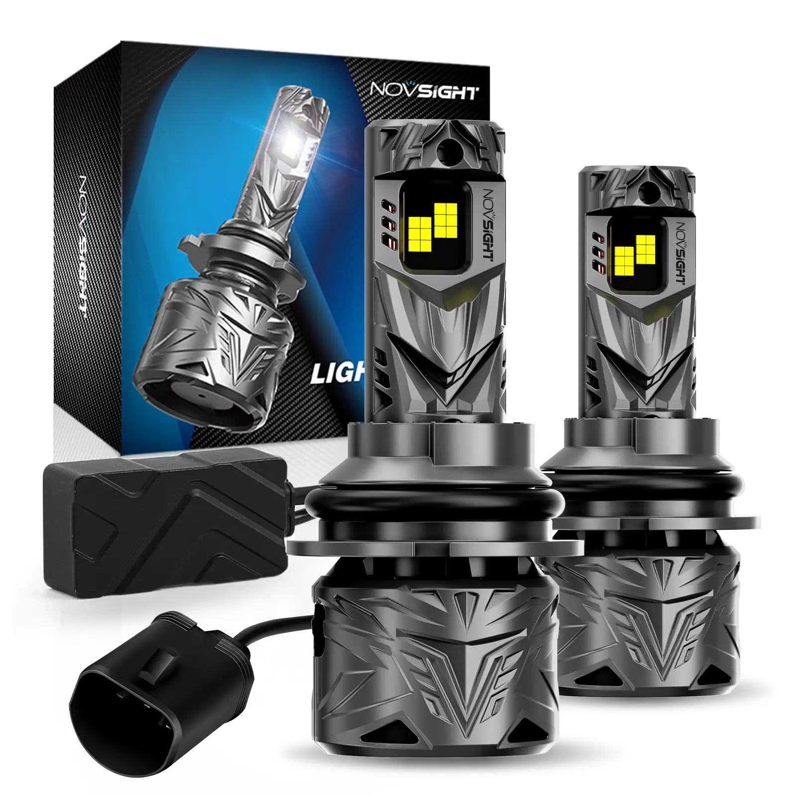 N70 Series | 9007 HB5 LED Bulbs Super Bright Headlights 240W 50000LM 6500K White | 2 Bulbs Headlight | Novsight