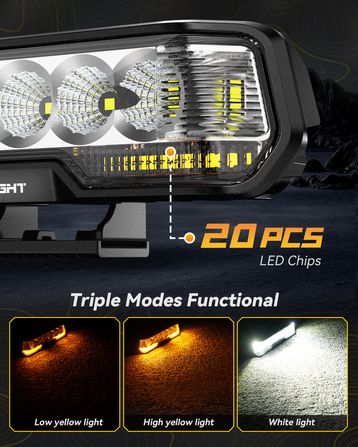 6 Inch LED Integrated Reverse and Brake Light Bar Flood Beam - NOVSIGHT
