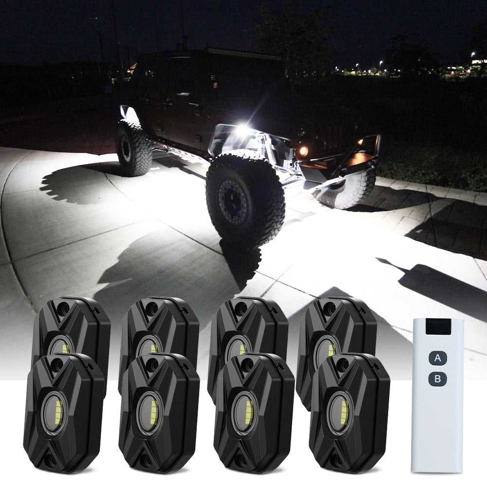 LED Rock Lights Kit White Light Flood Beam (4 Pods/8 Pods Set) - NOVSIGHT