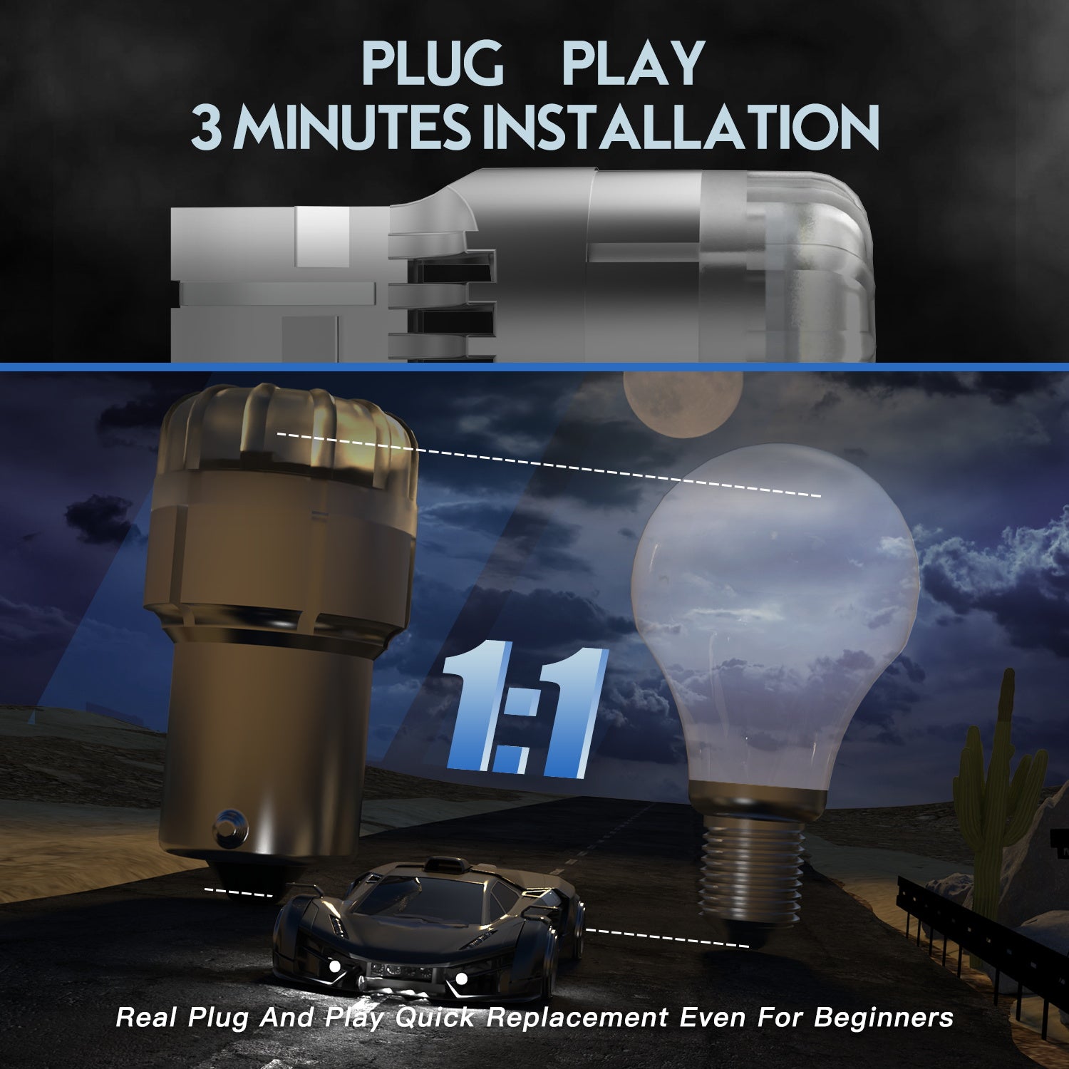 7443 T20 7444 W21 5W Small LED Bulbs for Rear Front Sinal Lights DRL - White - NOVSIGHT