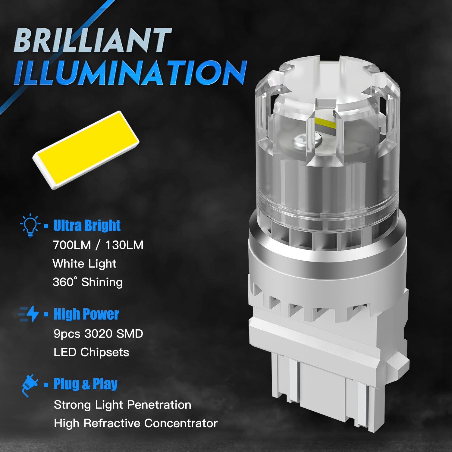 3157 3047 3057 3155 3157 3157AV LED Bulbs for Rear Front Turn Reverse Lights DRL - White - NOVSIGHT