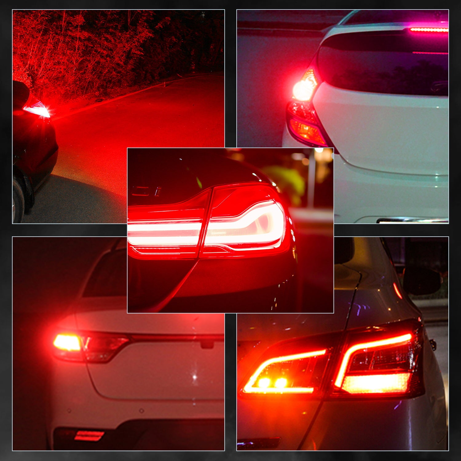 7443 T20 7444 W21 5W Front Turn Signal Light LED Bulbs for Rear Tail Lights Brake Lights - Red - NOVSIGHT