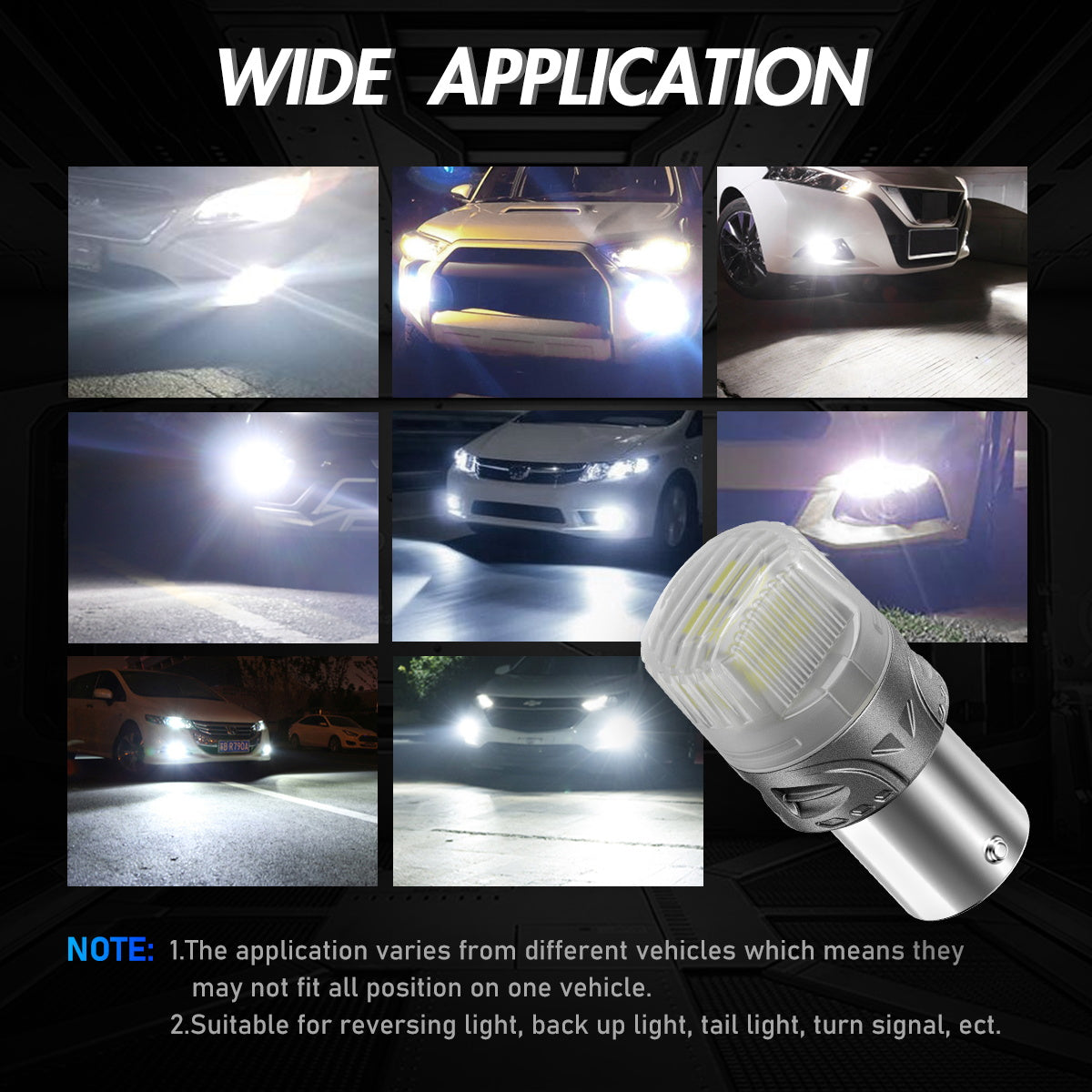 1156 180° P21W BA15S LED Bulbs for Rear Front Sinaling Lights DRL - White - NOVSIGHT