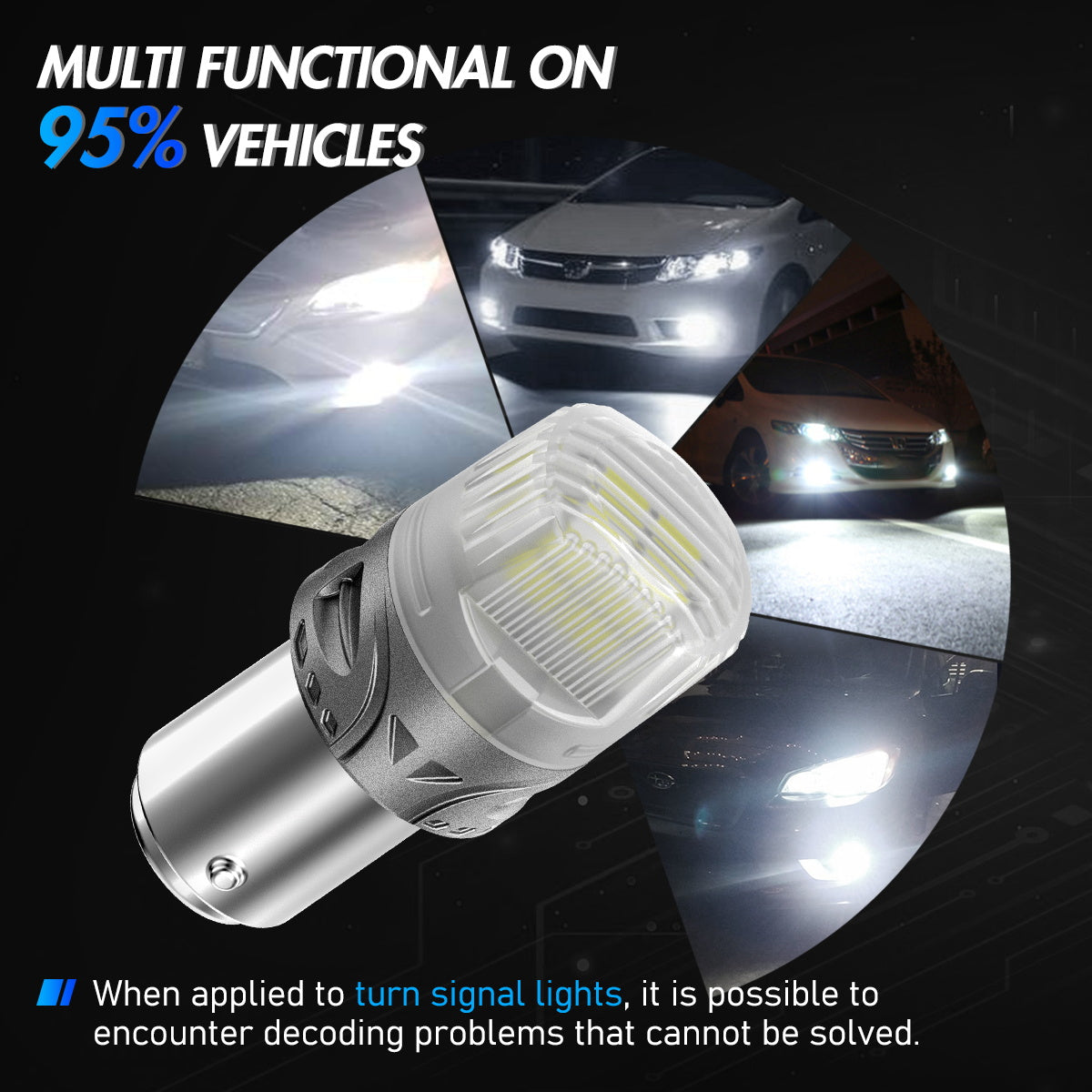 1157 180° P215W BAY15D BA15D LED Bulbs for Rear Front Signaling Lights DRL - White - NOVSIGHT