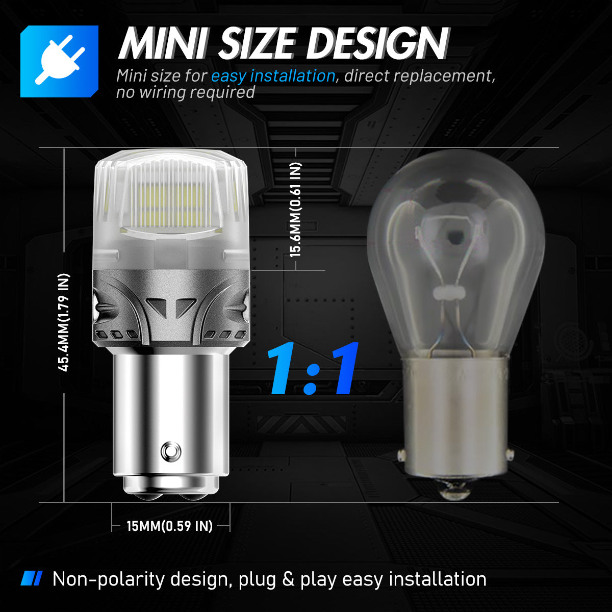 1157 180° P215W BAY15D BA15D LED Bulbs for Rear Front Signaling Lights DRL - White - NOVSIGHT
