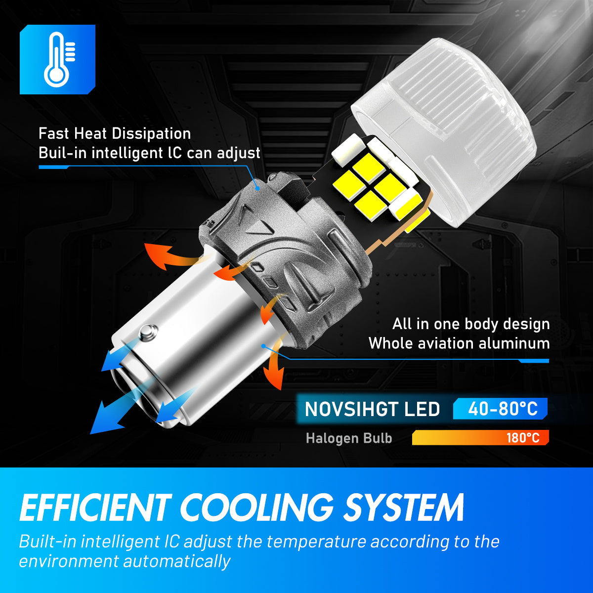 1157 180° P215W BAY15D BA15D LED Bulbs for Rear Front Signaling Lights DRL - White - NOVSIGHT