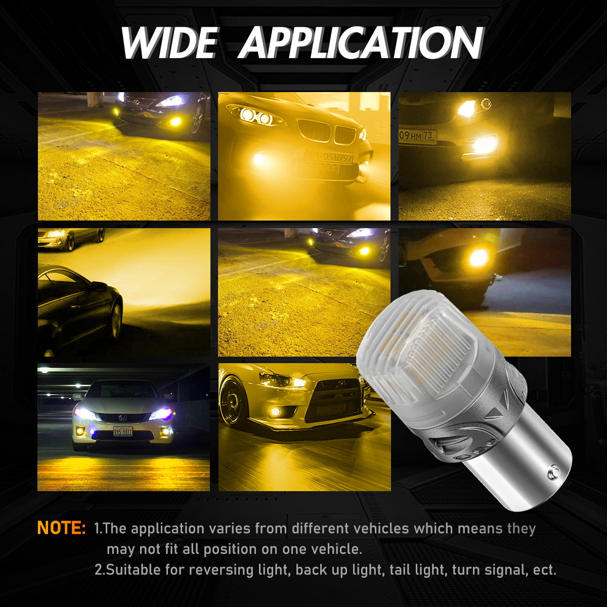 1156 180°BAU15S PY21W BAW15S PR21W LED Bulbs for Rear Front Turn Signal Lights - Yellow - NOVSIGHT