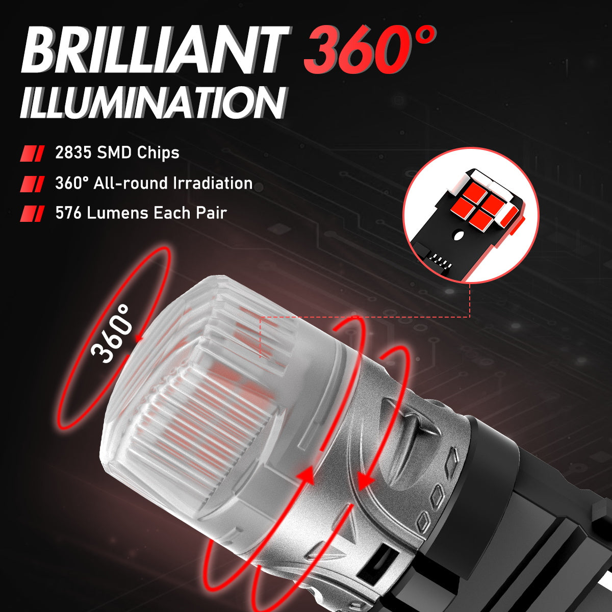 3157 3047 3057 3155 3157 3157AV LED Bulbs for Rear Brake Tail Lights - Red - NOVSIGHT