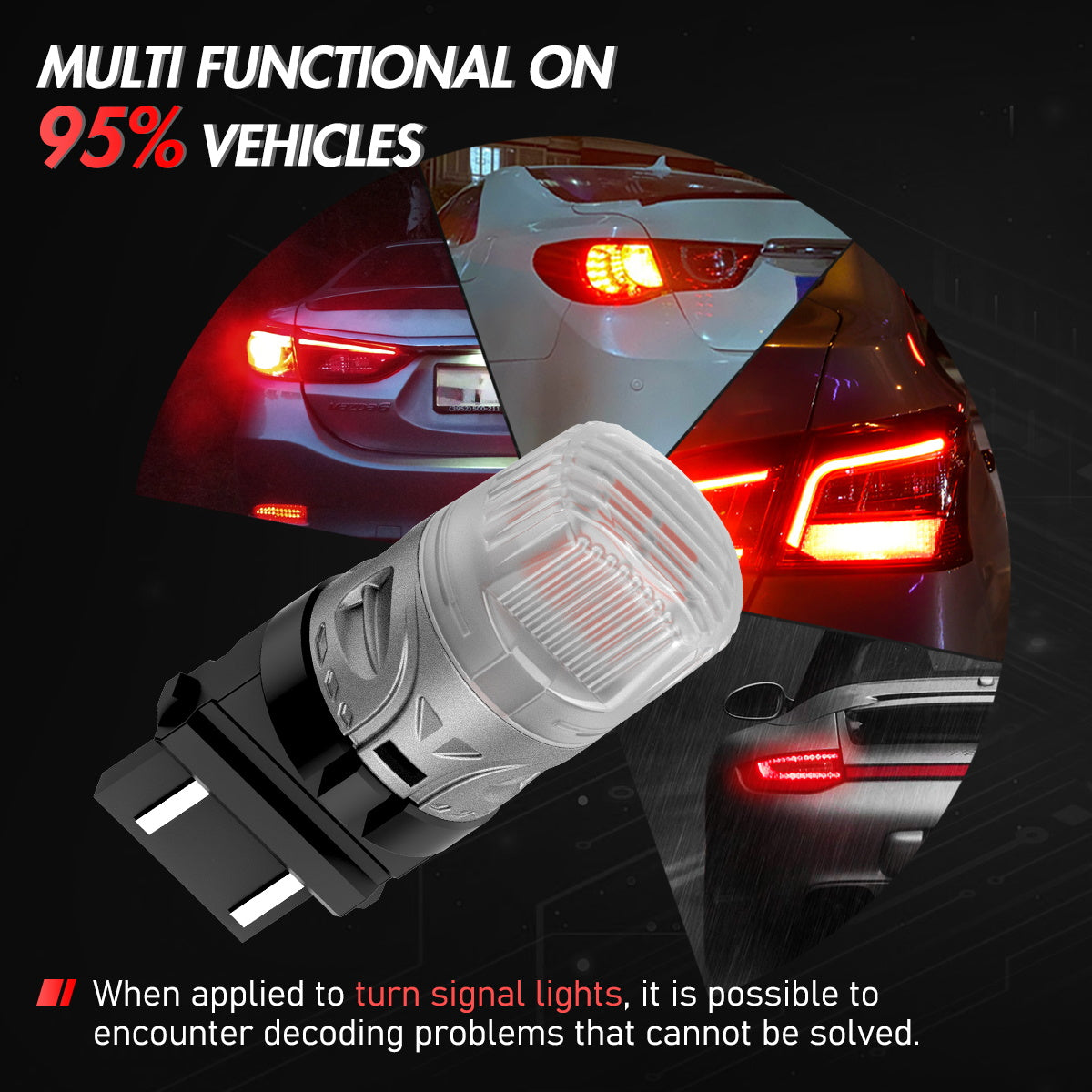 3157 3047 3057 3155 3157 3157AV LED Bulbs for Rear Brake Tail Lights - Red - NOVSIGHT