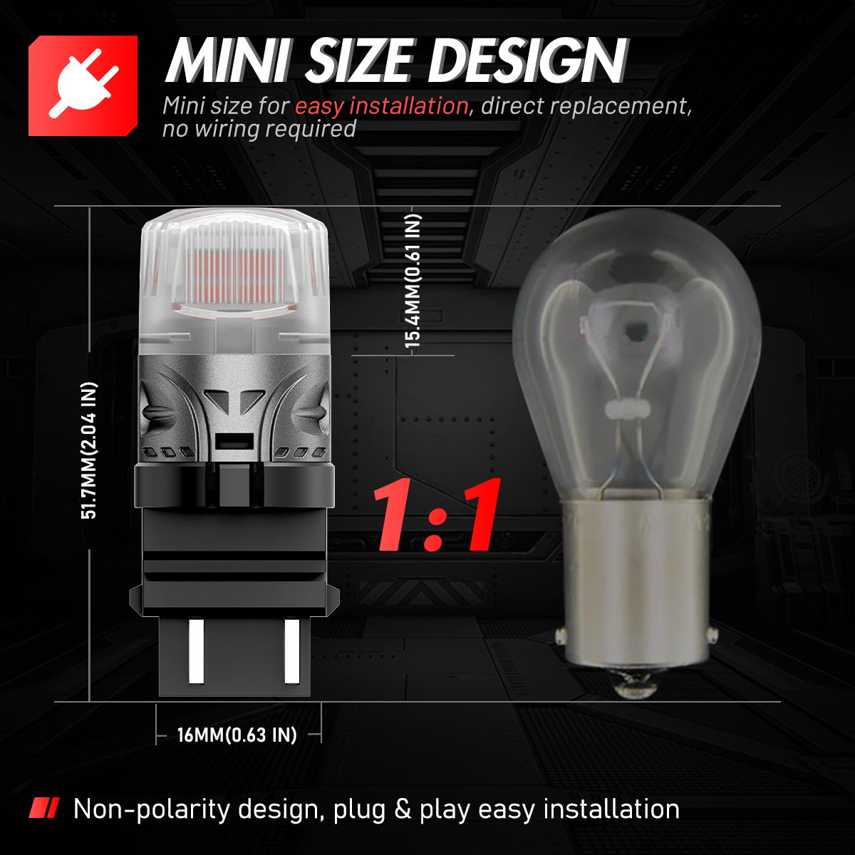 3157 3047 3057 3155 3157 3157AV LED Bulbs for Rear Brake Tail Lights - Red - NOVSIGHT