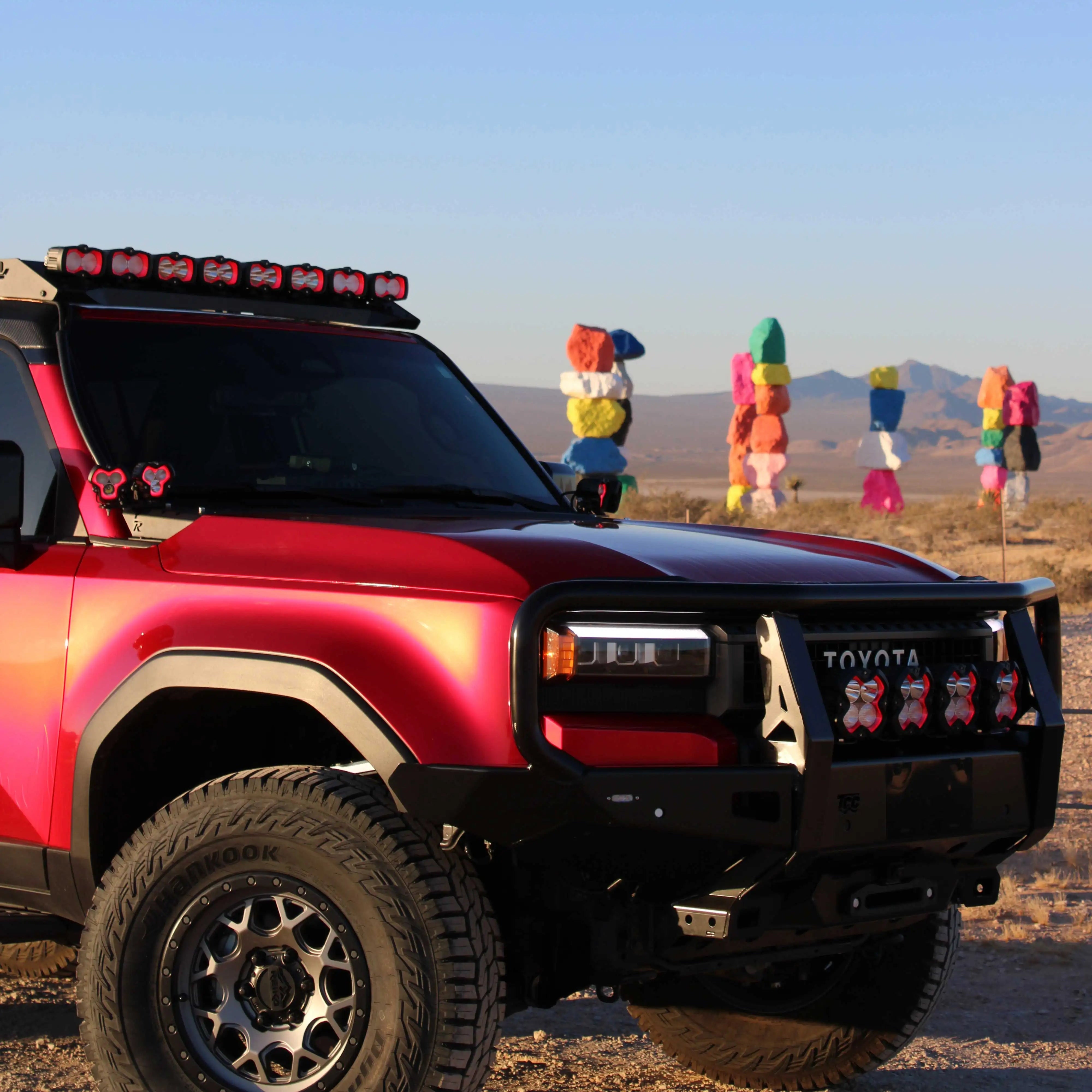 Toyota Land Cruiser Off-Road Lights HALO SE Series LED Pod Lights with Red and White DRL