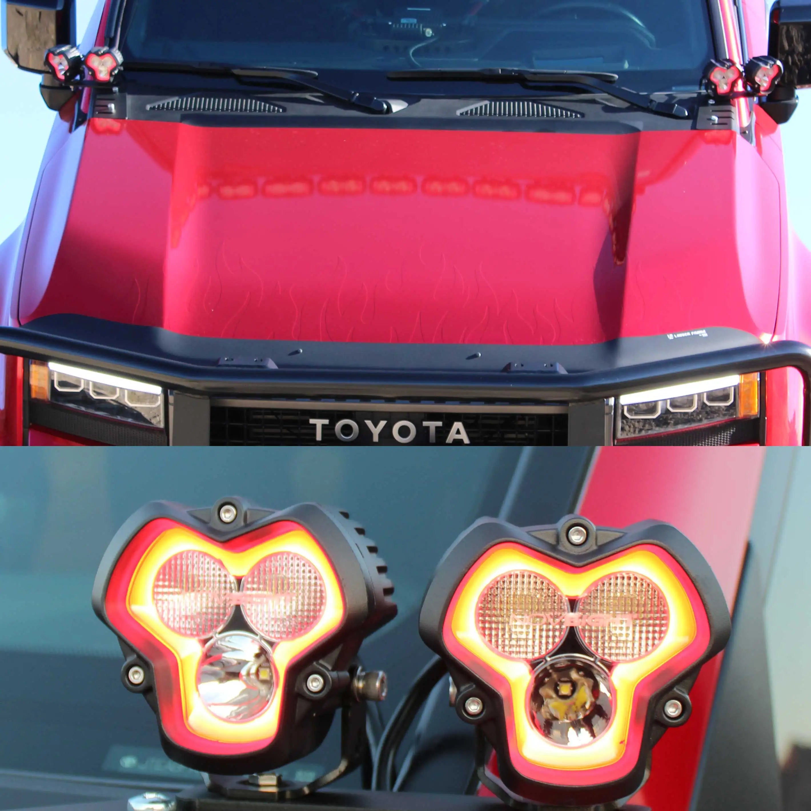 Toyota Land Cruiser Off-Road Lights HALO SE Series LED Pod Lights with Red and White DRL