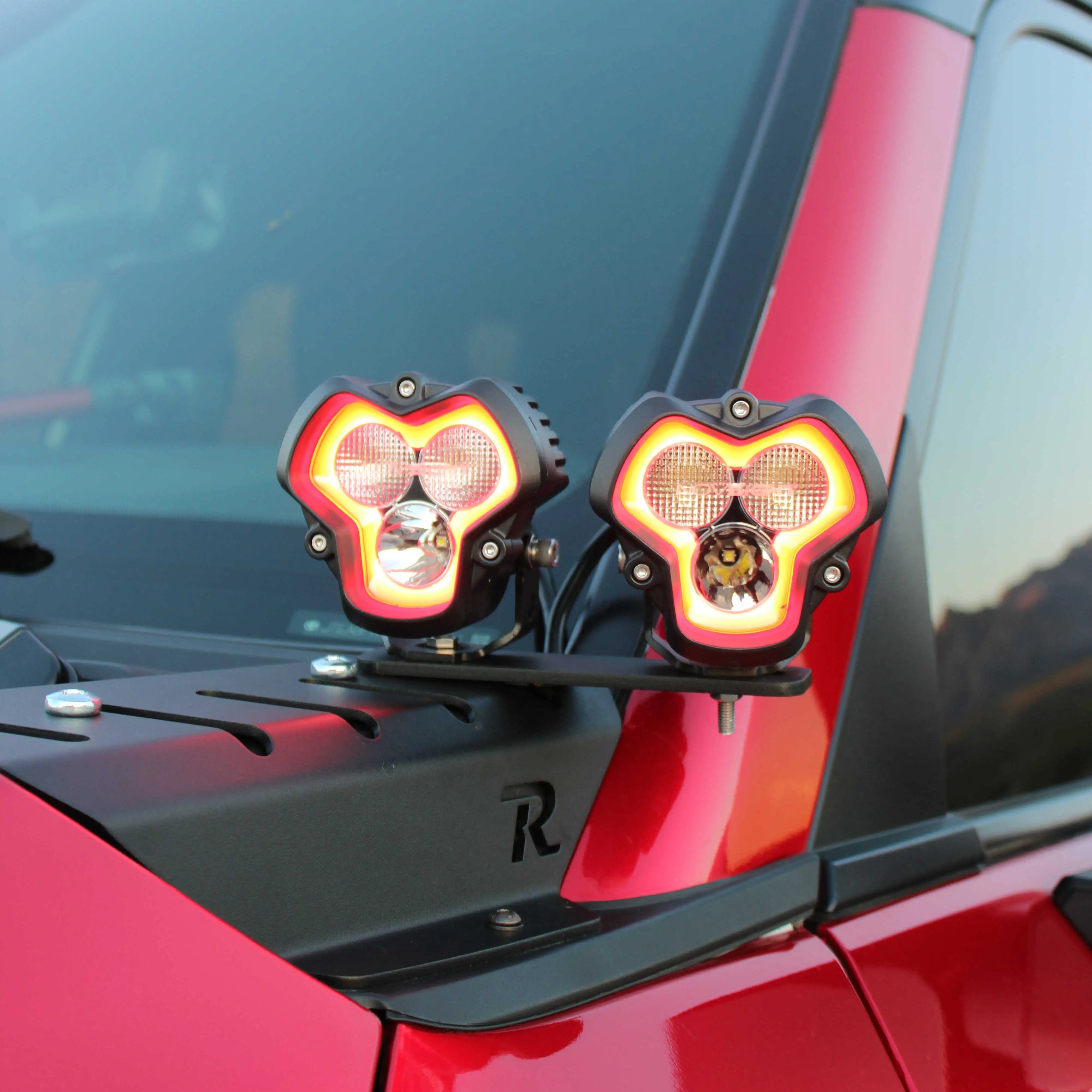 Toyota Land Cruiser Off-Road Lights HALO SE Series LED Pod Lights with Red and White DRL