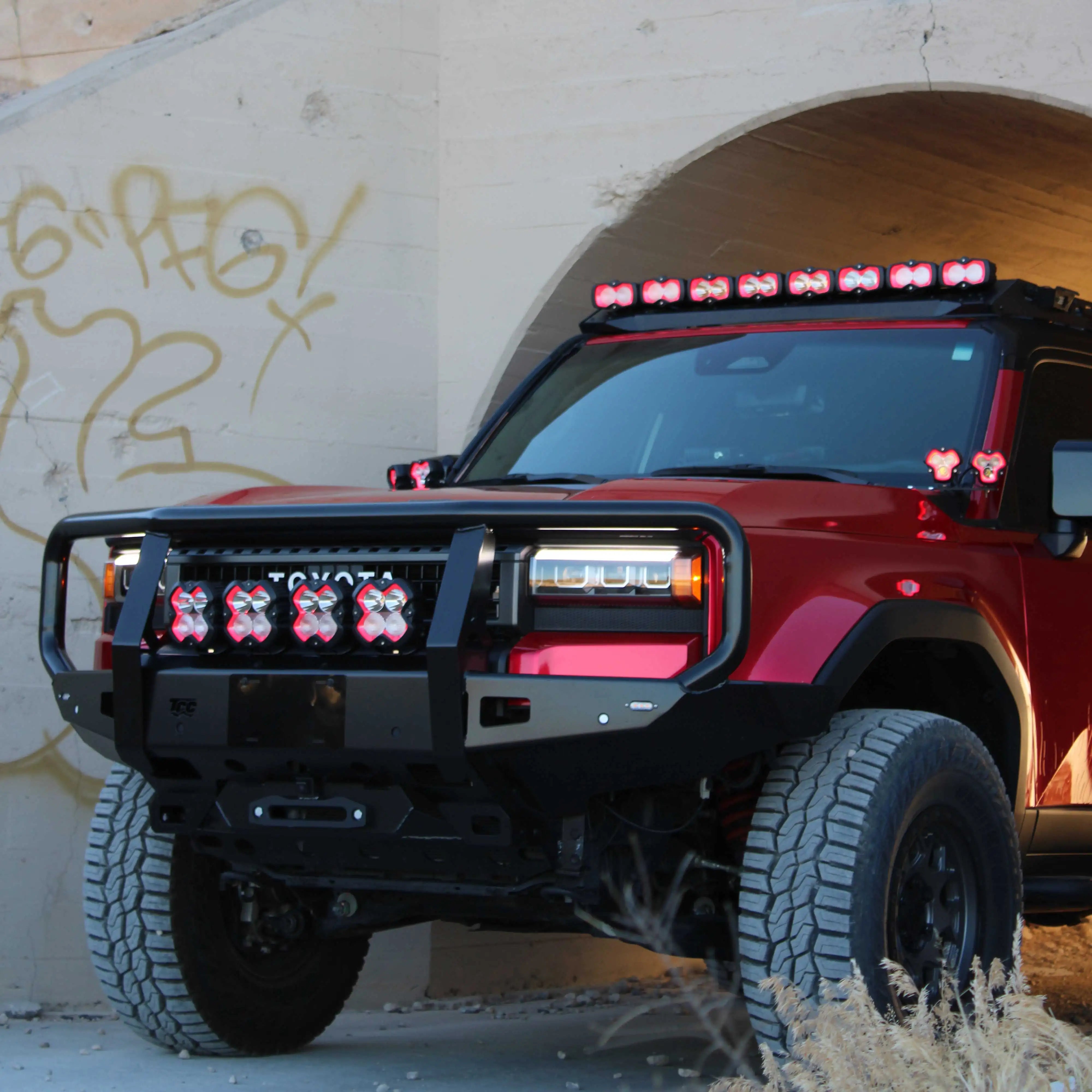 Toyota Land Cruiser Off-Road Lights HALO SE Series LED Pod Lights with Red and White DRL