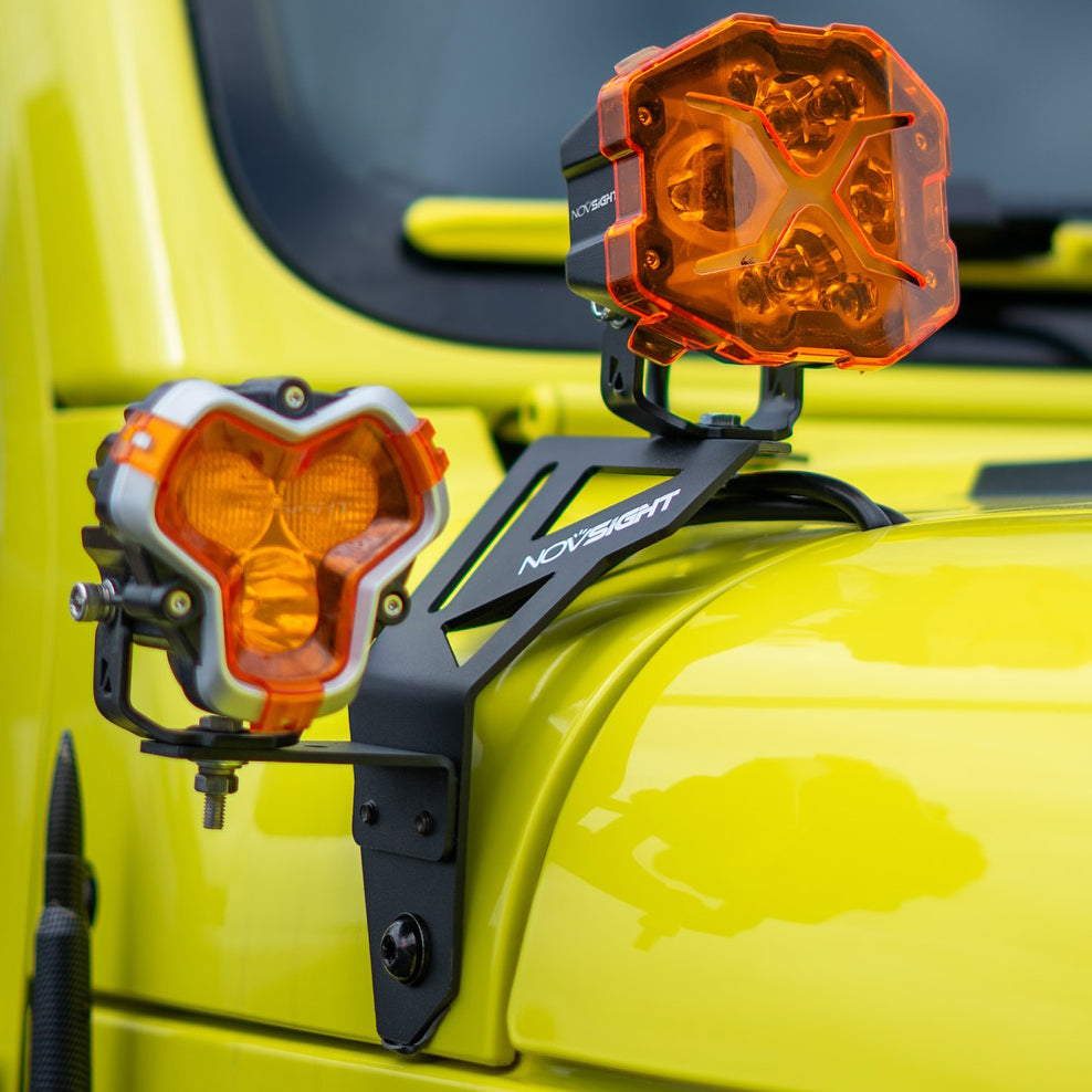 Jeep Wrangler JL/JLU A-Pillar Dual Light Mount | 2018-2024 Models | Stainless Steel | Off-Road Lighting Upgrade | (Excludes 4XE) - NOVSIGHT