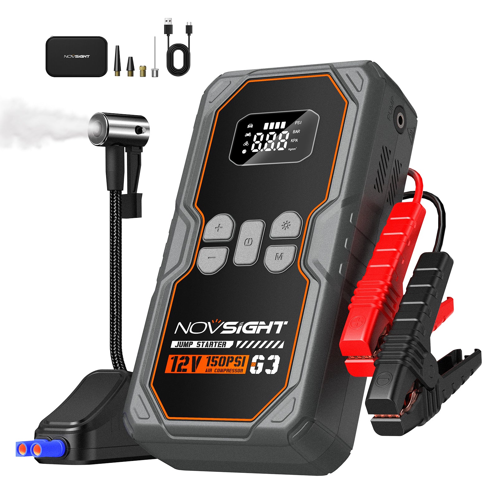 Emergency Car Jump Starter with Air Compressor 6250A - NOVSIGHT