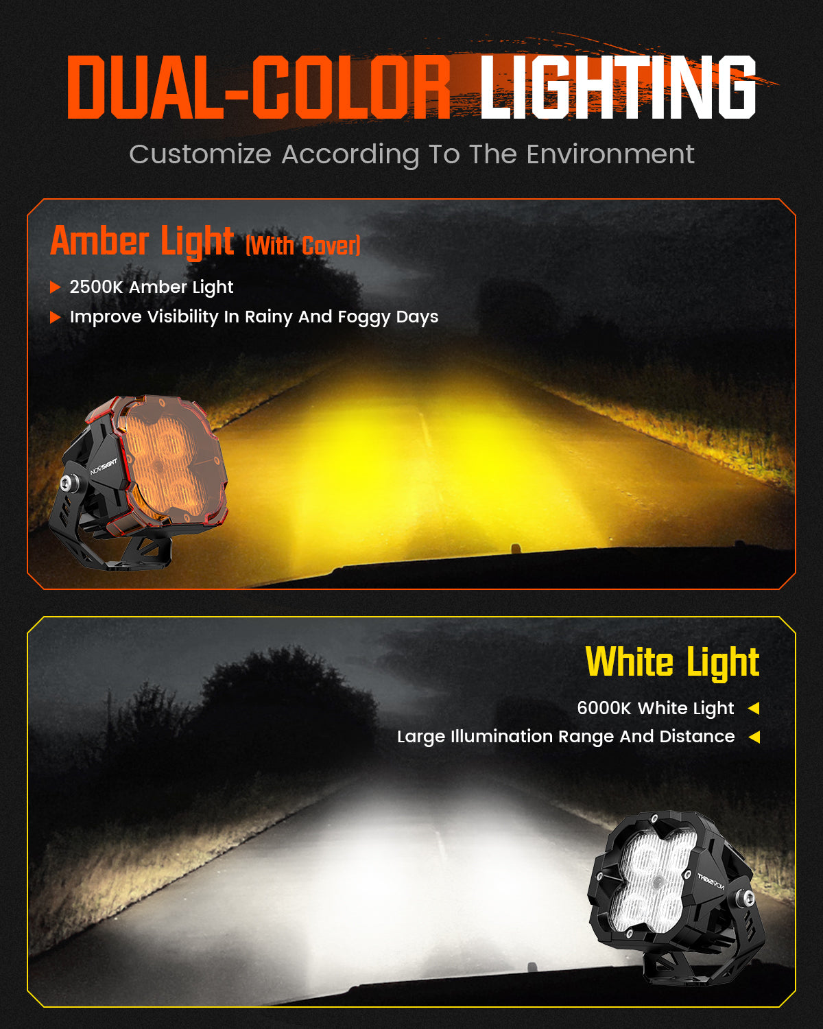 CYBER Series | 3 Inch Cube LED Pod Lights With Harness - NOVSIGHT