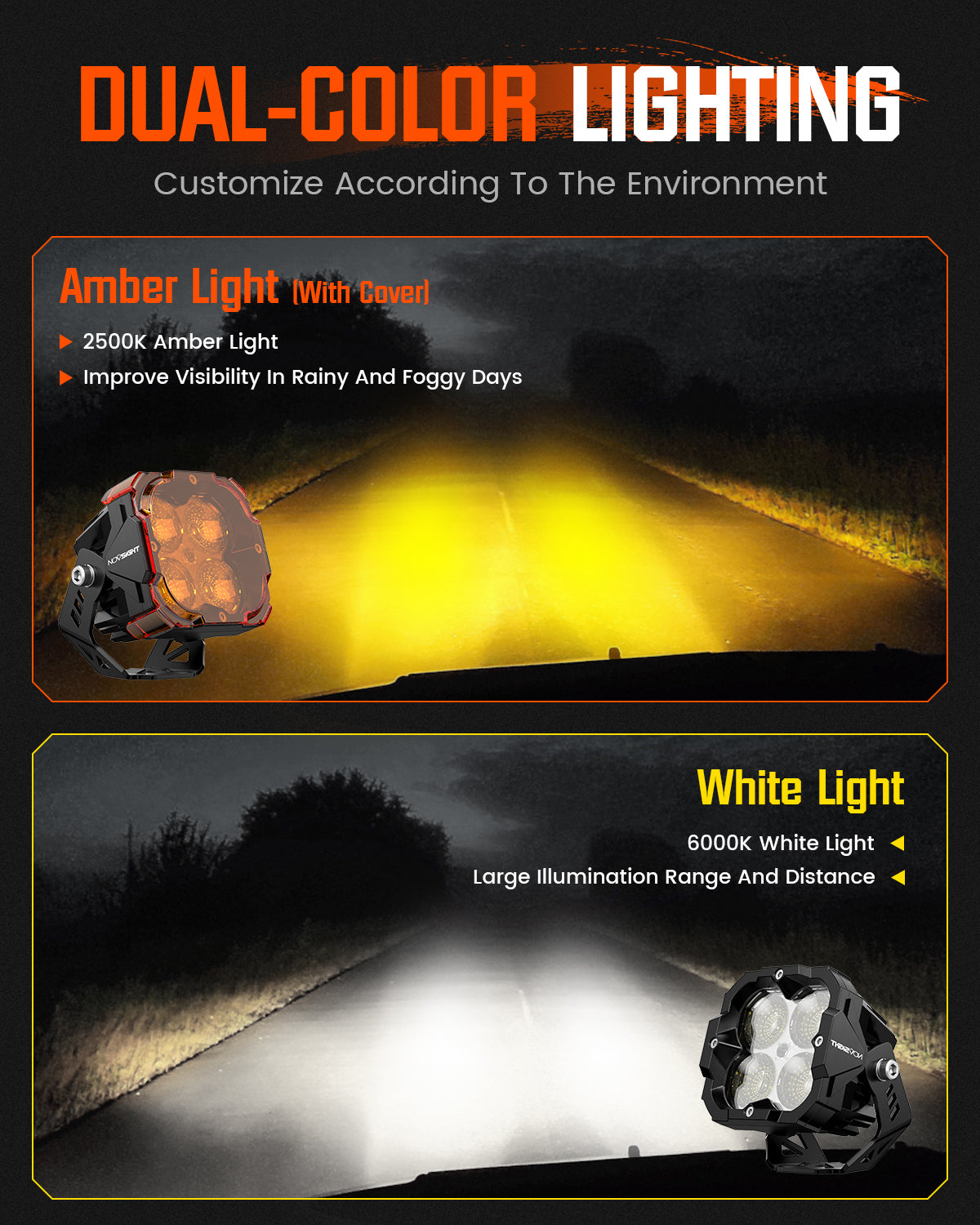 CYBER Series | 3 Inch Cube LED Pods Off-road Auxiliary Flood Light Ditch LED Light With Harness - NOVSIGHT