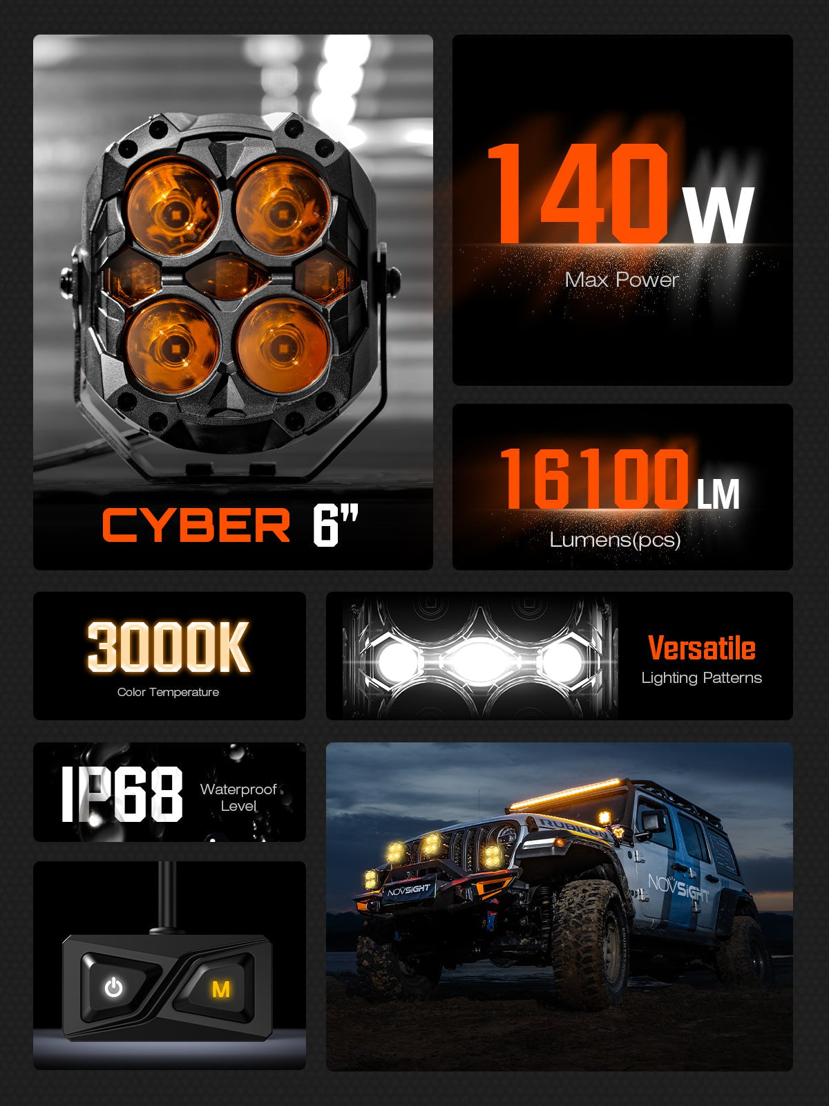 CYBER 1 Serie | 6-Zoll-LED-Pod-Lights Warrior Black