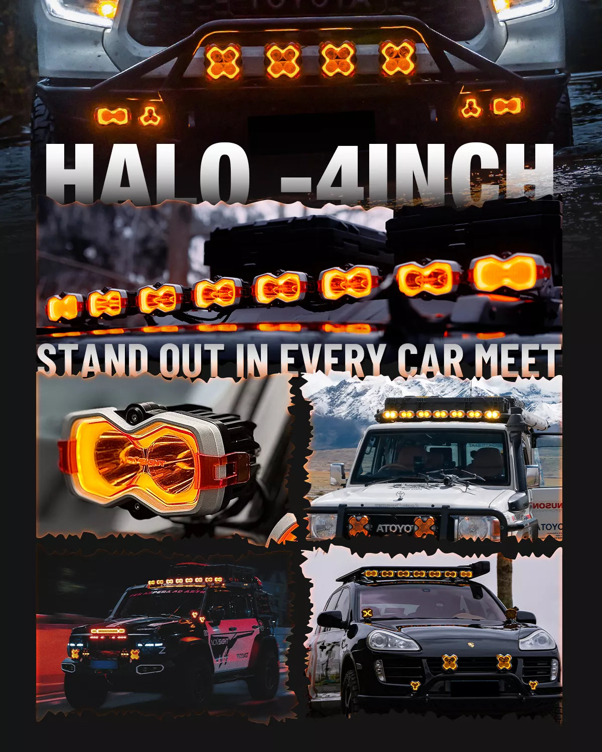 HALO Serie 4,5" LED-Pod-Leuchten mit Tagfahrlicht, 35W Doppel-Leuchten-Kit-System Paar