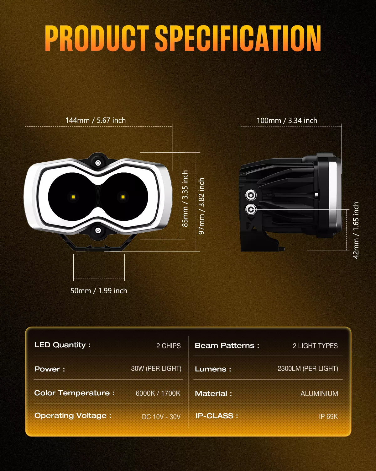 HALO Serie 4,5" LED-Pod-Leuchten mit Tagfahrlicht, 35W Doppel-Leuchten-Kit-System Paar