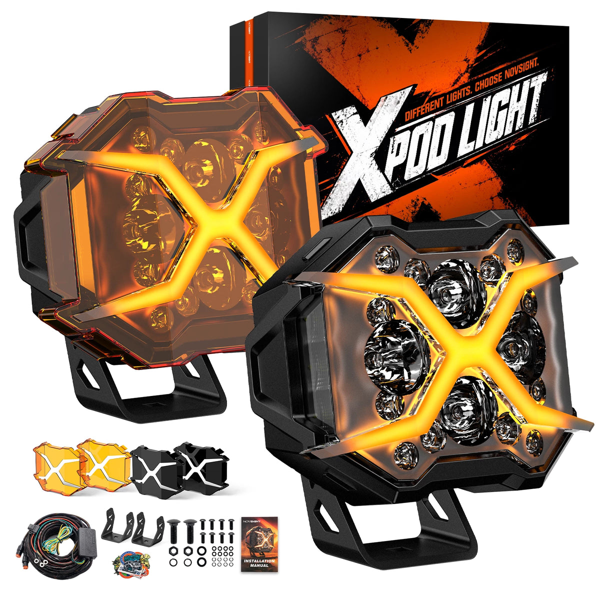 Novsight X7 Off-Road LED Pod Lights | Animated X DRL + App | Novsight