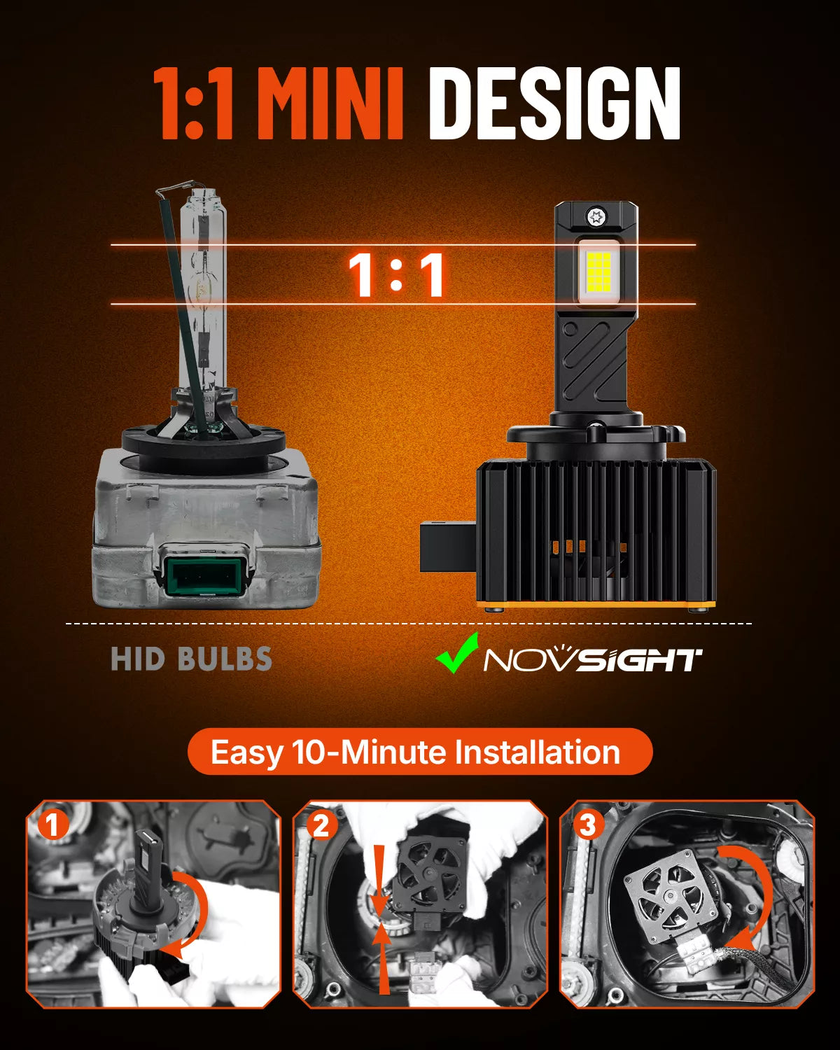 NOVSIGHT T25 D1-LED-Bulbs for LED Lighting Upgrade - Image 3