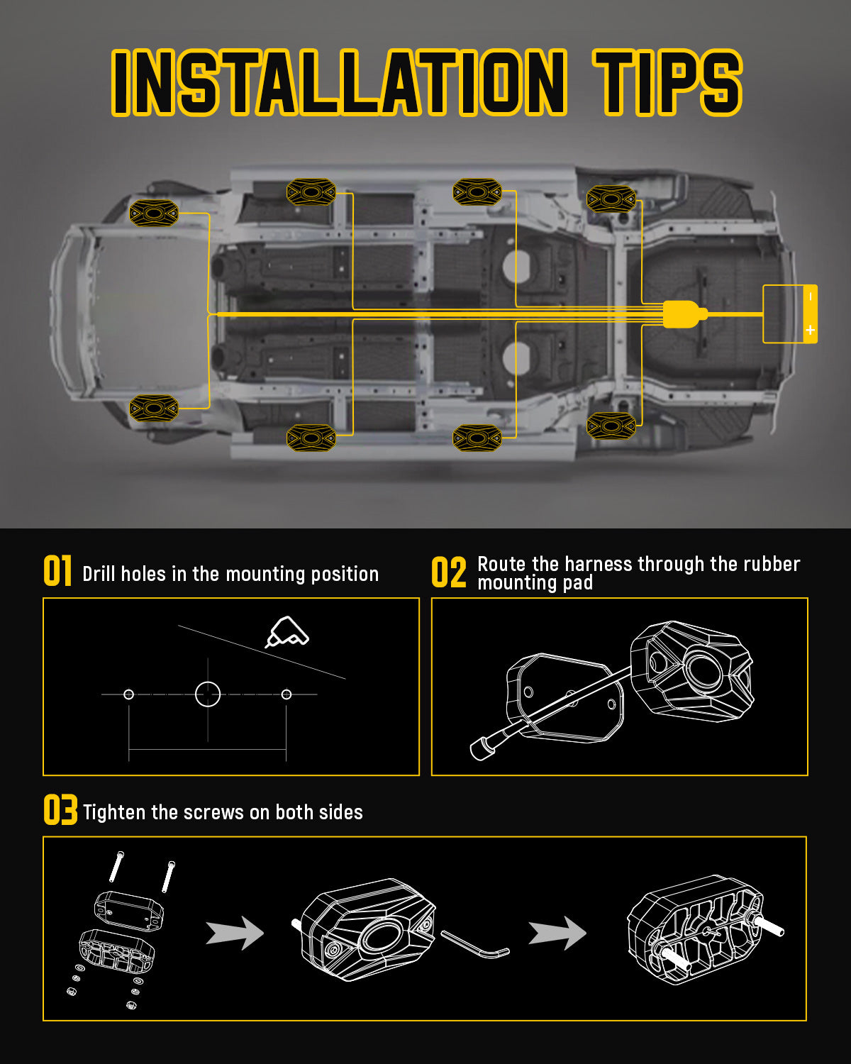 RGB LED Rock Lights Kit One to Eight (4Pods Set /8 Pods Set) - NOVSIGHT