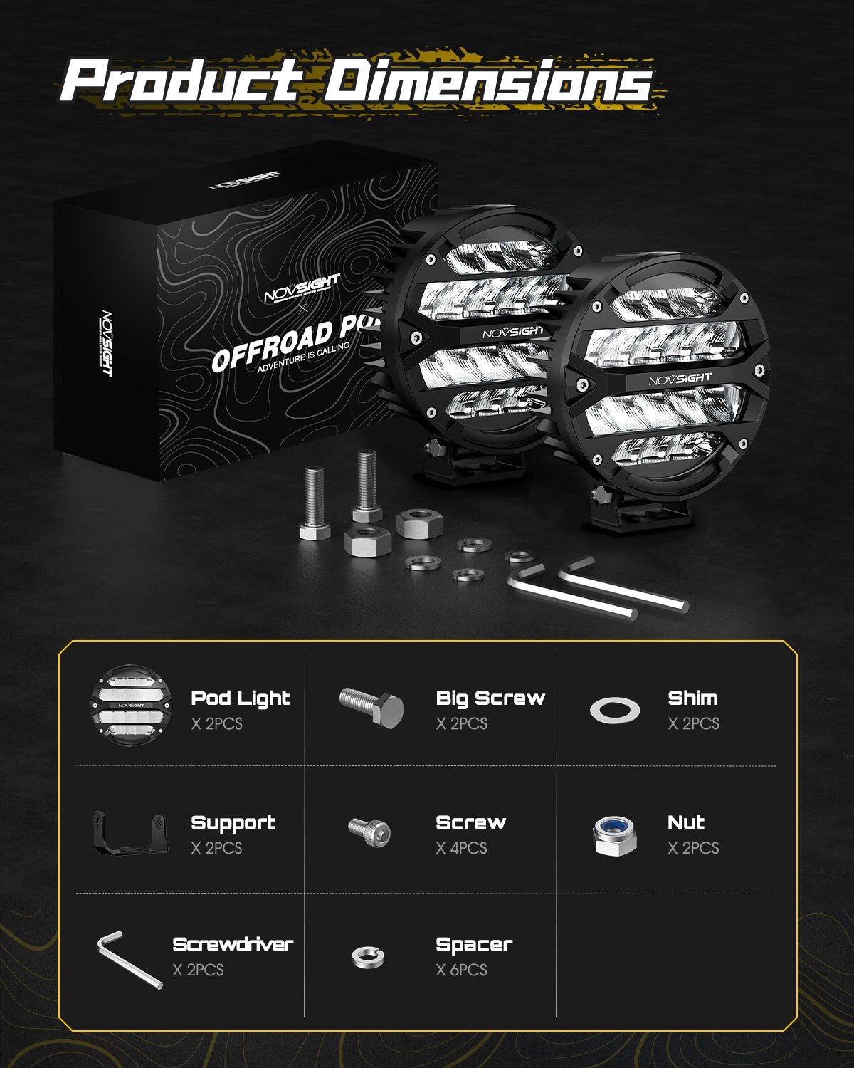 Rock Series | 7-inch LED Pod Round Lights Diving Lights - NOVSIGHT