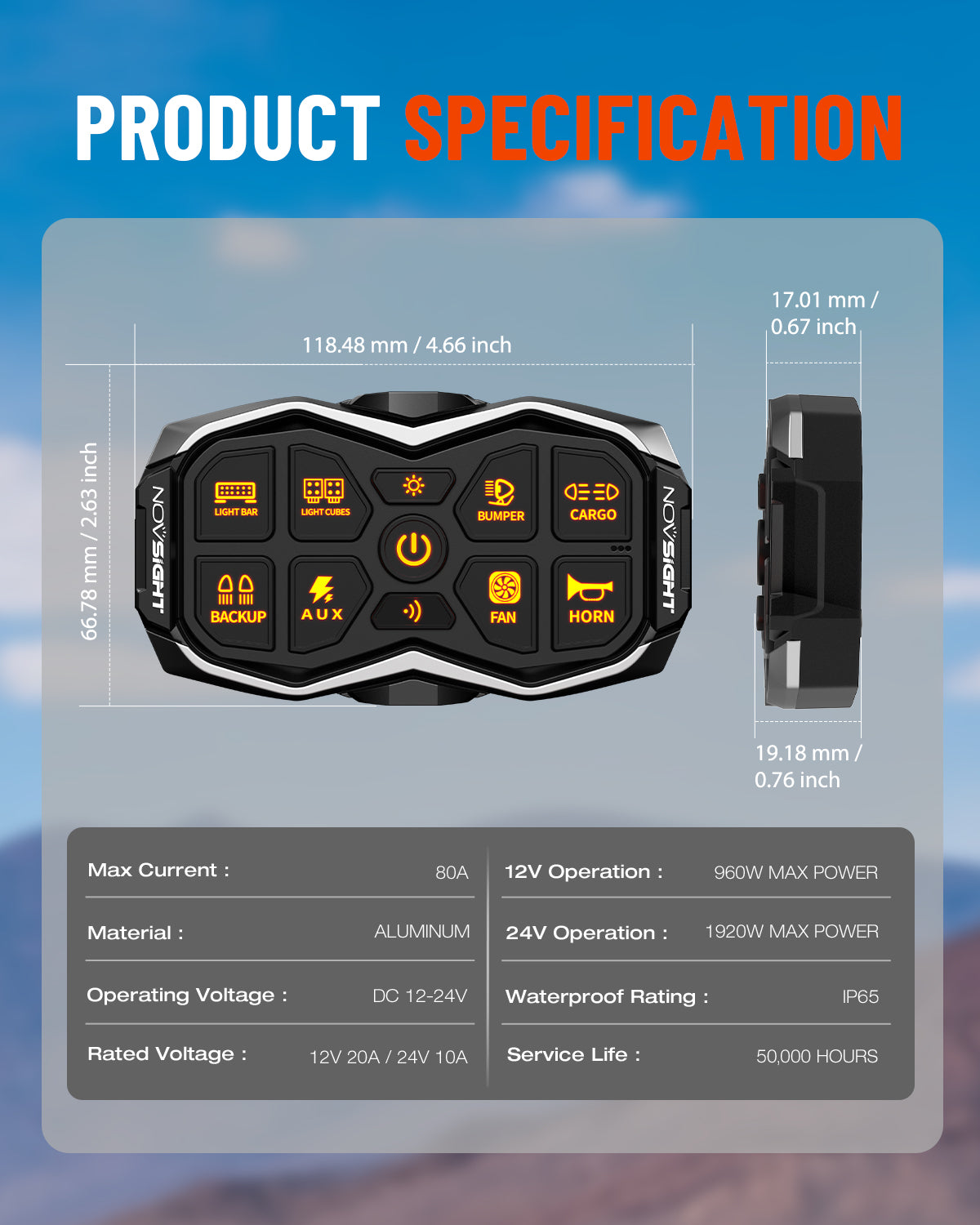 HALO Series 8-Gang Voice-Controlled Switch Panel 8 Circuits - NOVSIGHT
