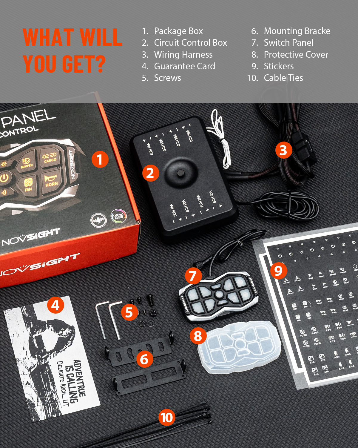 HALO Series 8-Gang Voice-Controlled Switch Panel 8 Circuits - NOVSIGHT