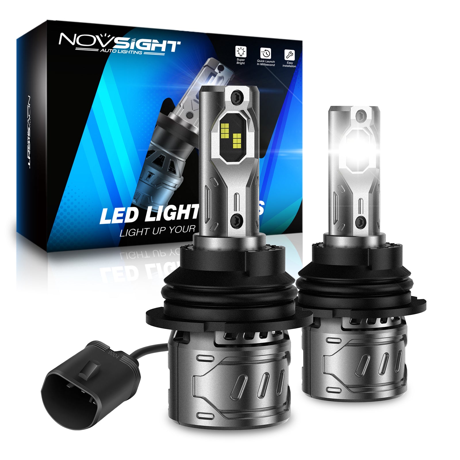 N61 General Series | H1 H3 H4 H7 H11 H13 9004 9005 9006 9007 881 LED Bulbs Stable Output 60W 13000LM 6500K White | 2 Bulbs - NOVSIGHT